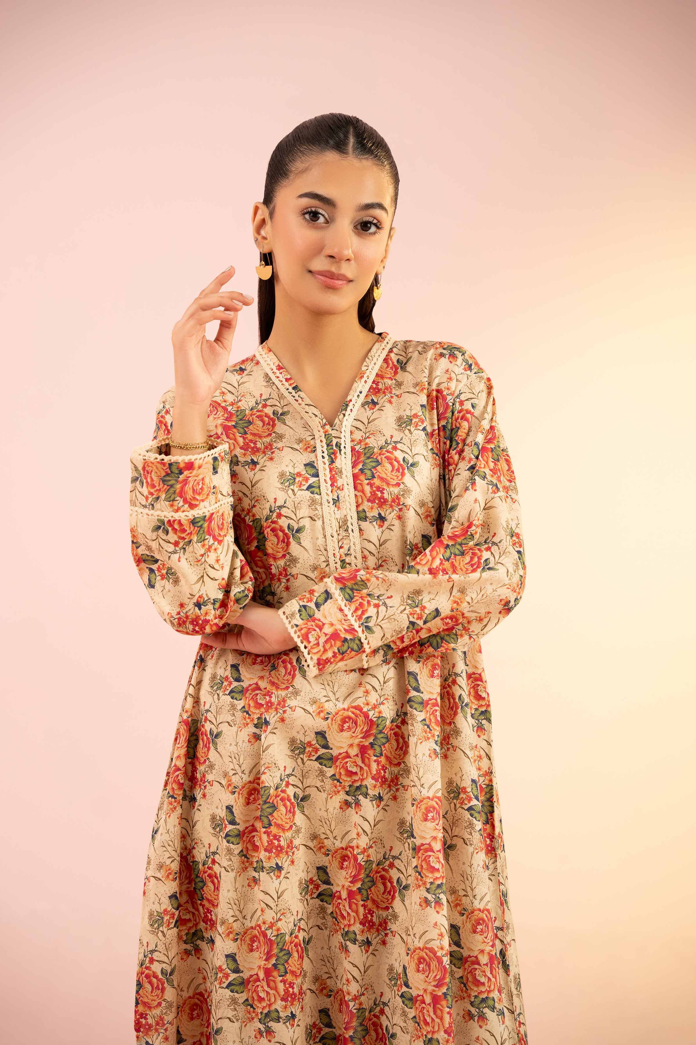 NishatUK - Beige Printed Dobby 1-piece ready to wear Shirt