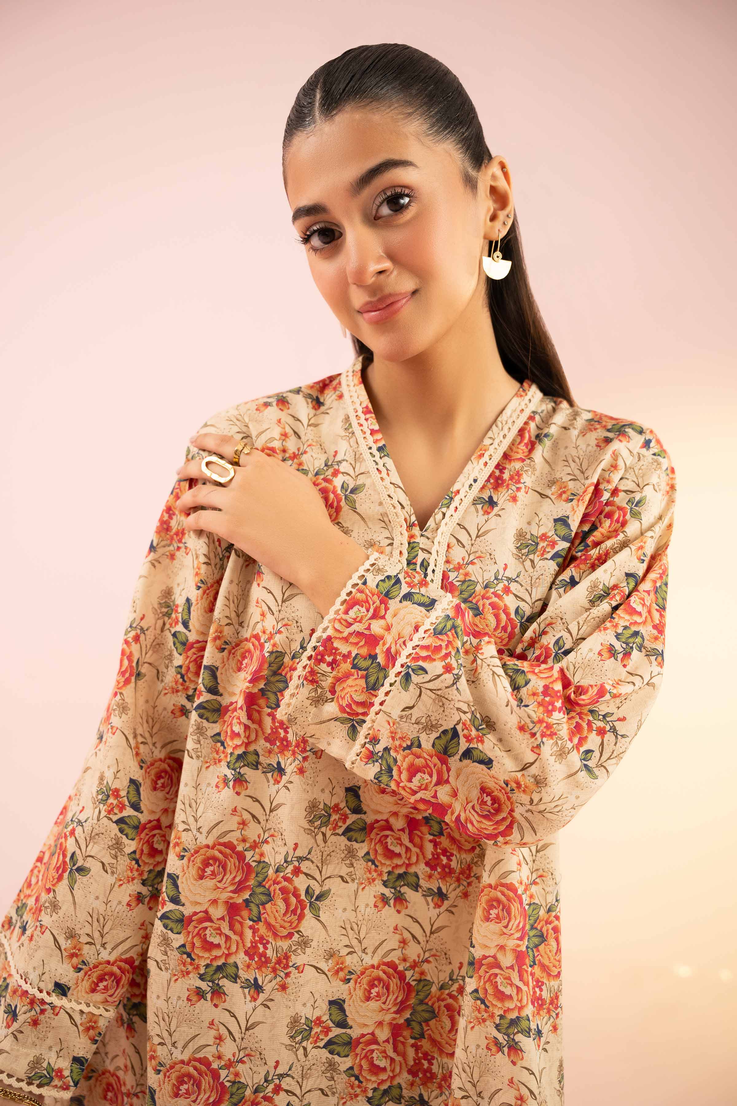 NishatUK - Beige Printed Dobby 1-piece ready to wear Shirt