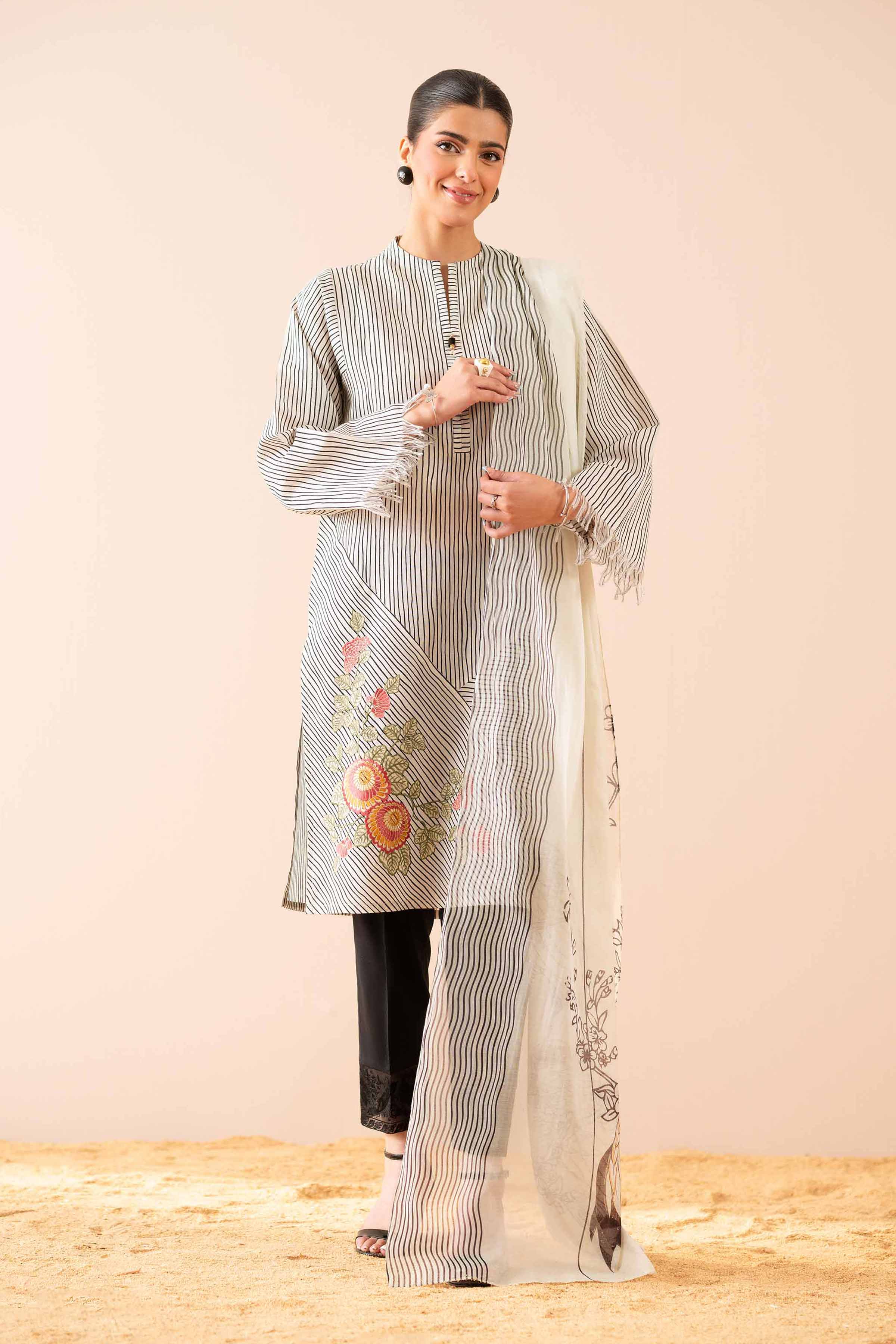 NishatUK - Black Embroidered  Lawn 2-piece ready to wear Dress