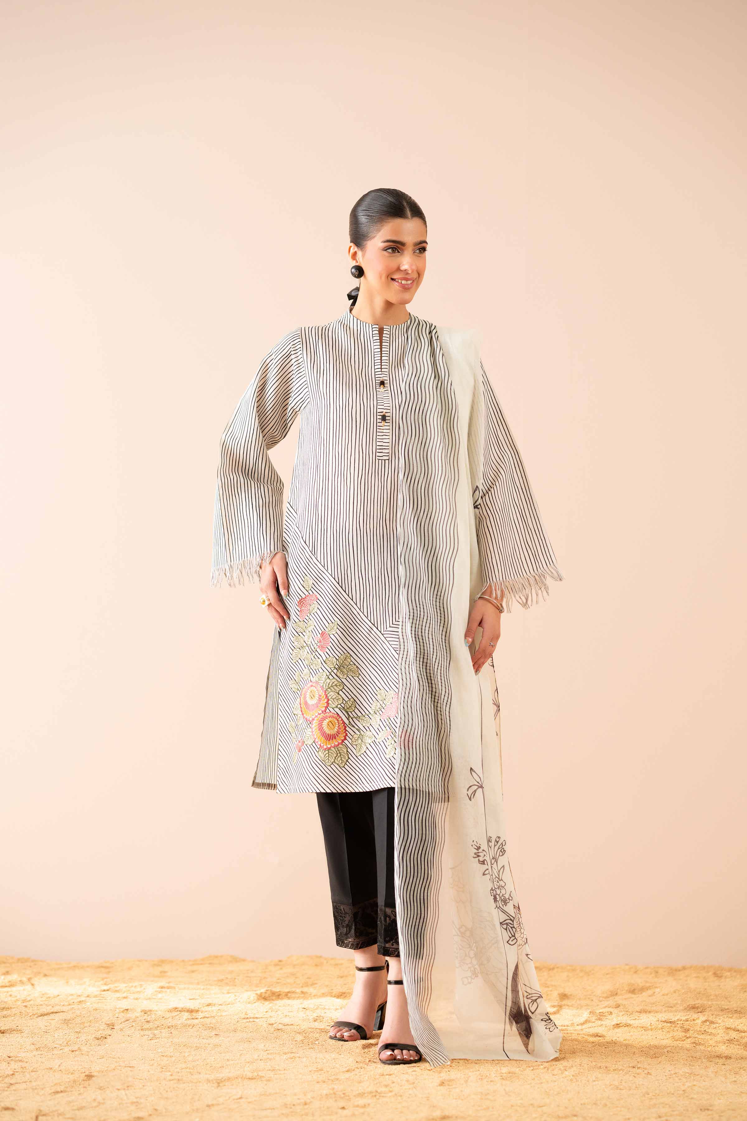 NishatUK - Black Embroidered  Lawn 2-piece ready to wear Dress