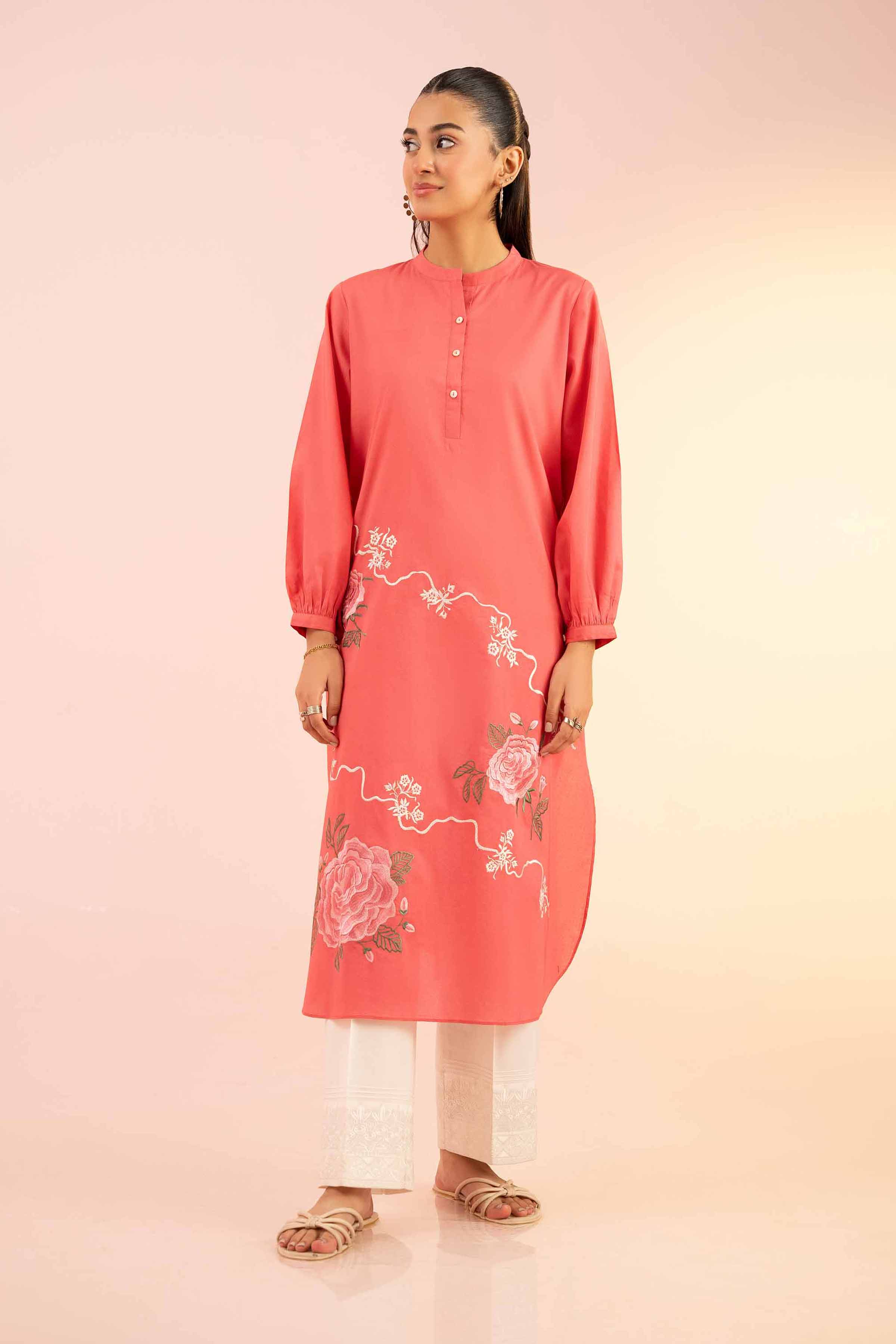 NishatUK - Pink Embroidered   Cambric 1-piece ready to wear Shirt