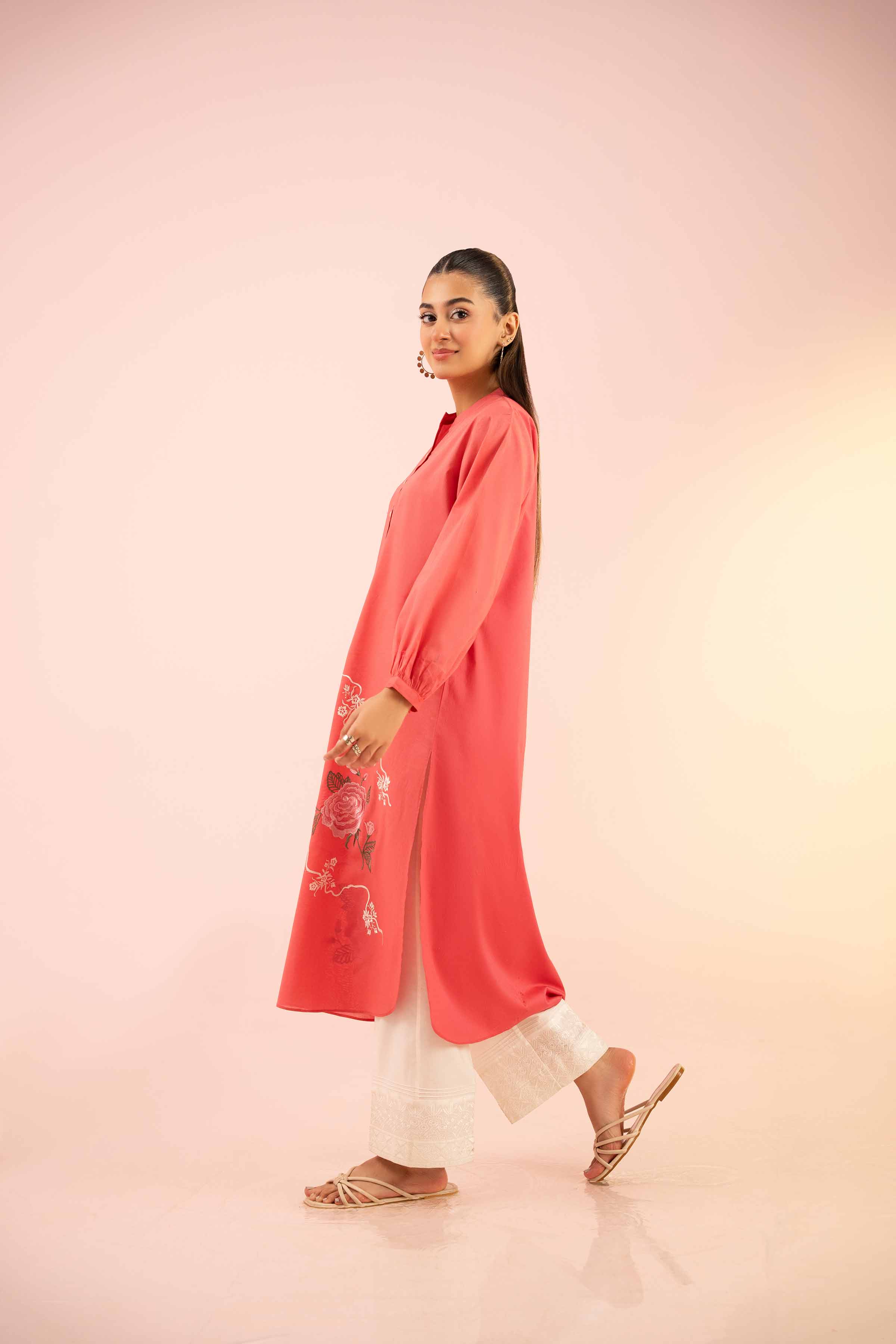 NishatUK - Pink Embroidered   Cambric 1-piece ready to wear Shirt