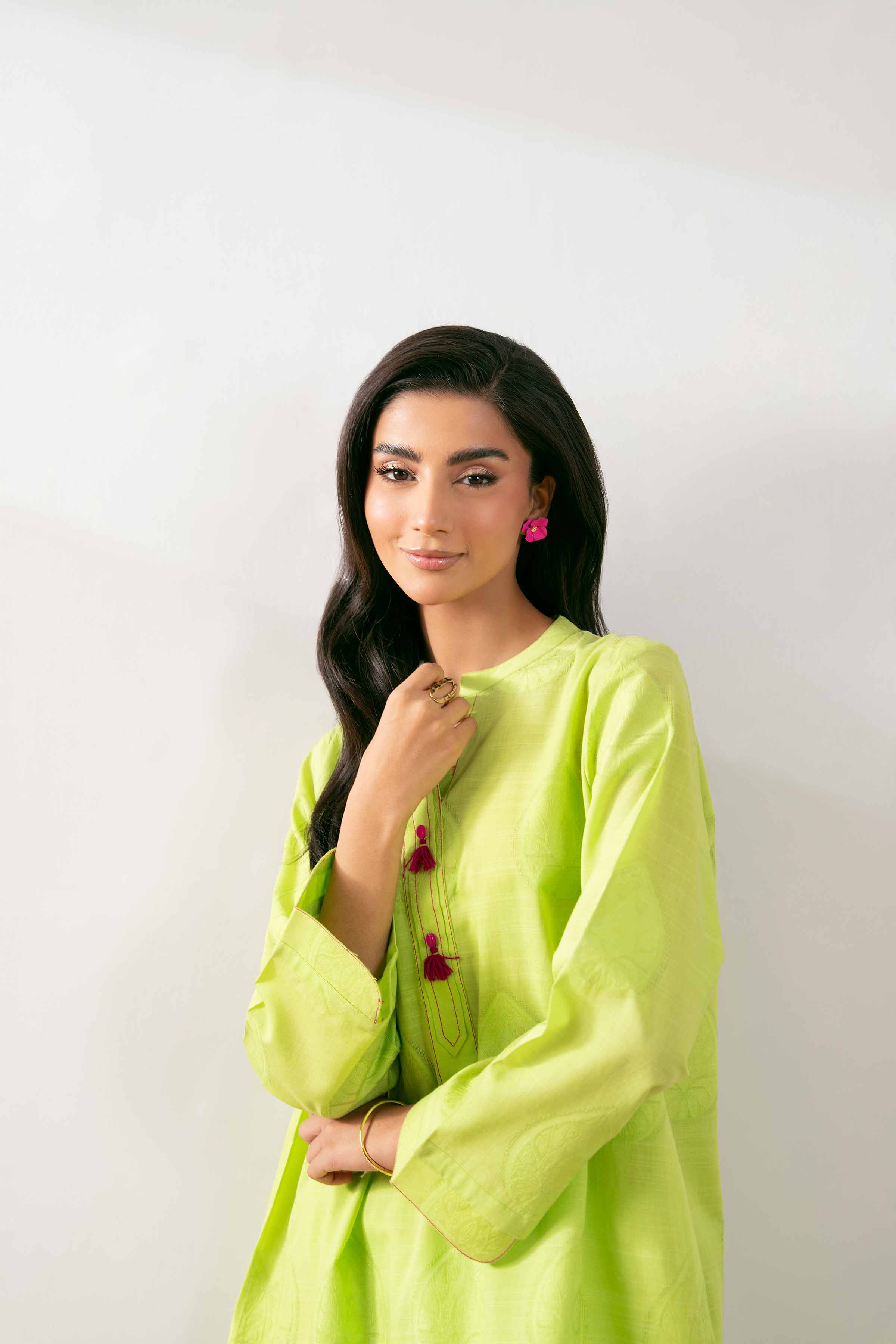 NishatUK - Parrot Green Solids Jacquard 2-piece ready to wear Dress