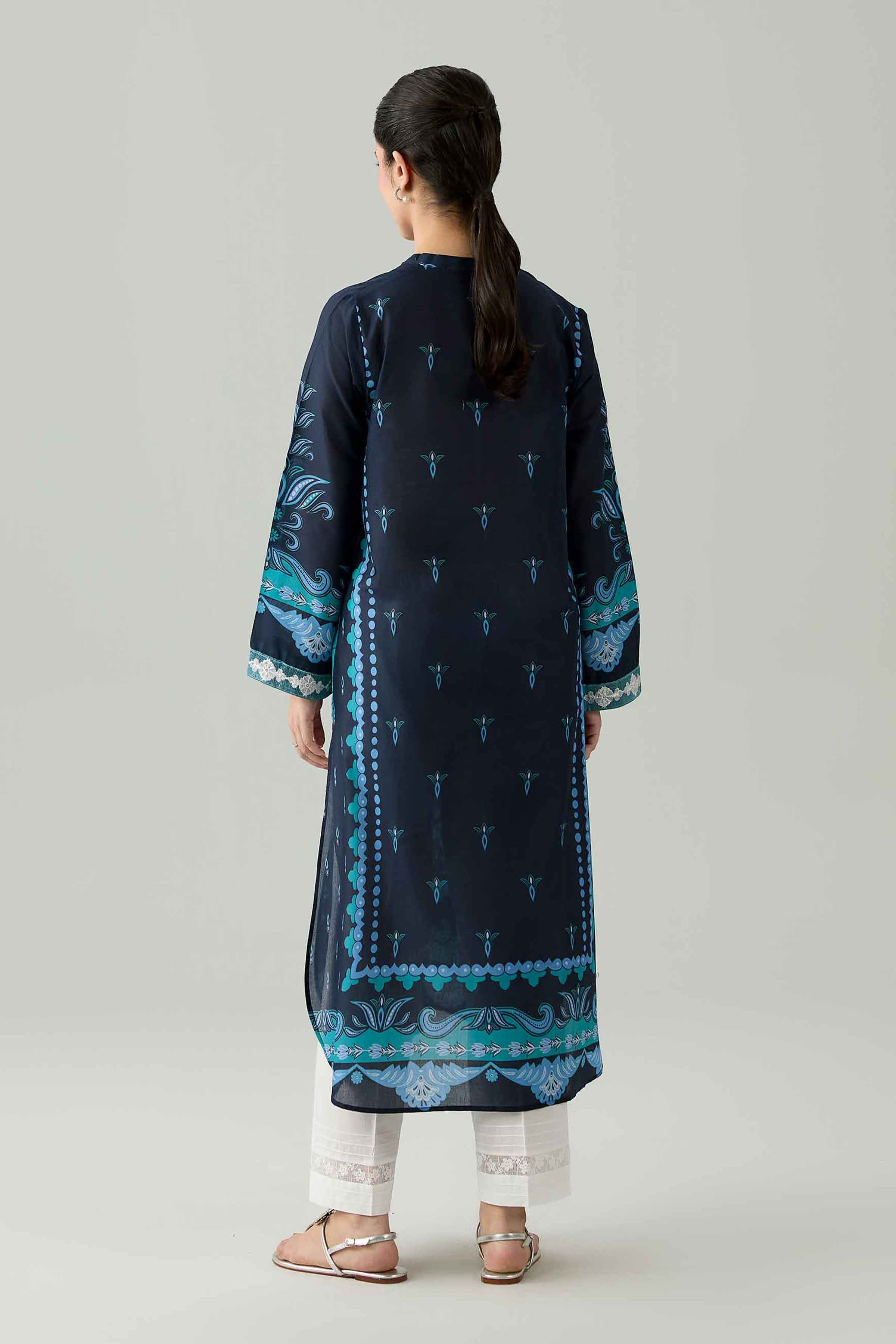 Nishat UK - Blue Embroidered Lawn 1 Piece ready to wear Shirt