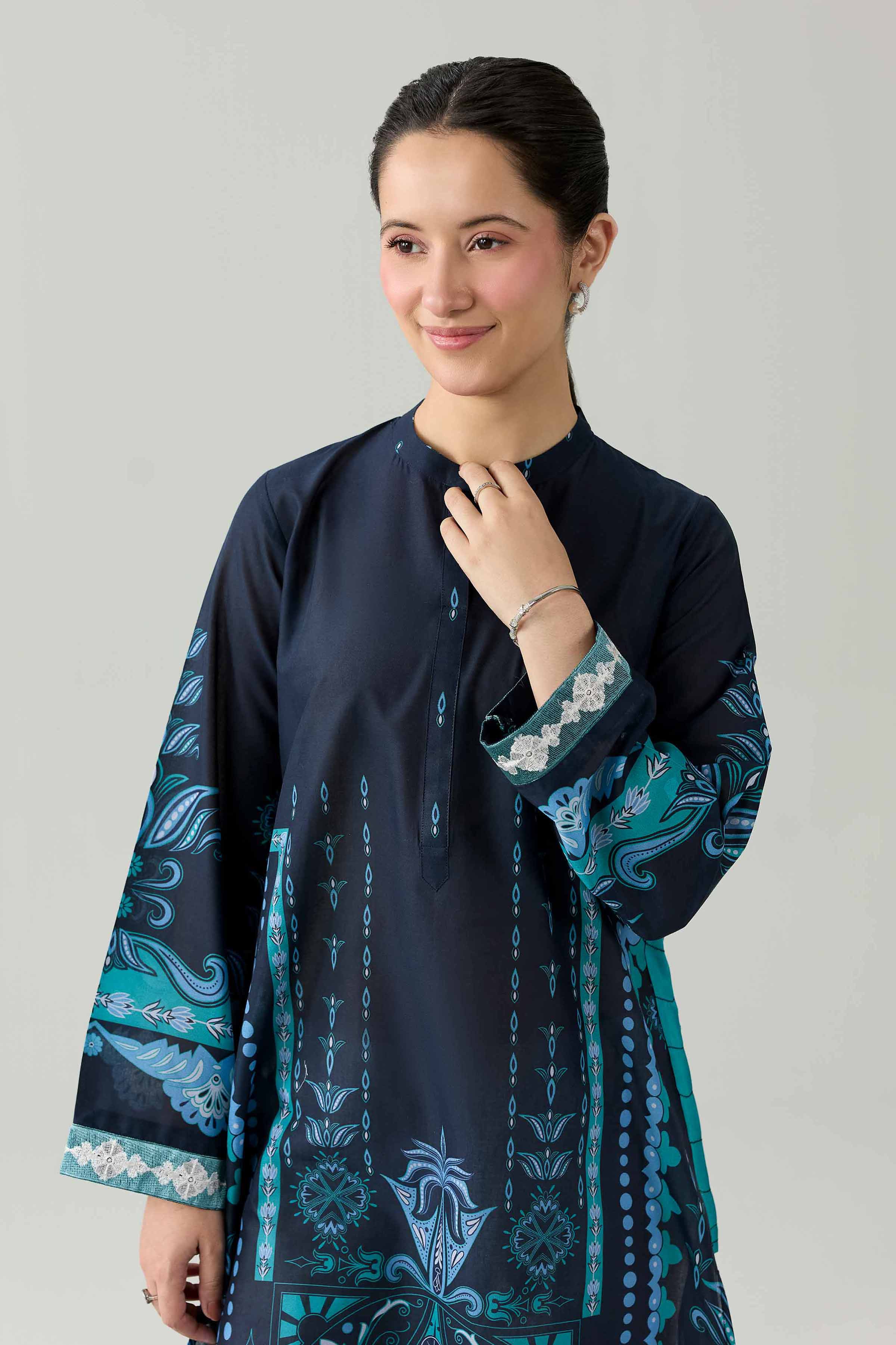Nishat UK - Blue Embroidered Lawn 1 Piece ready to wear Shirt