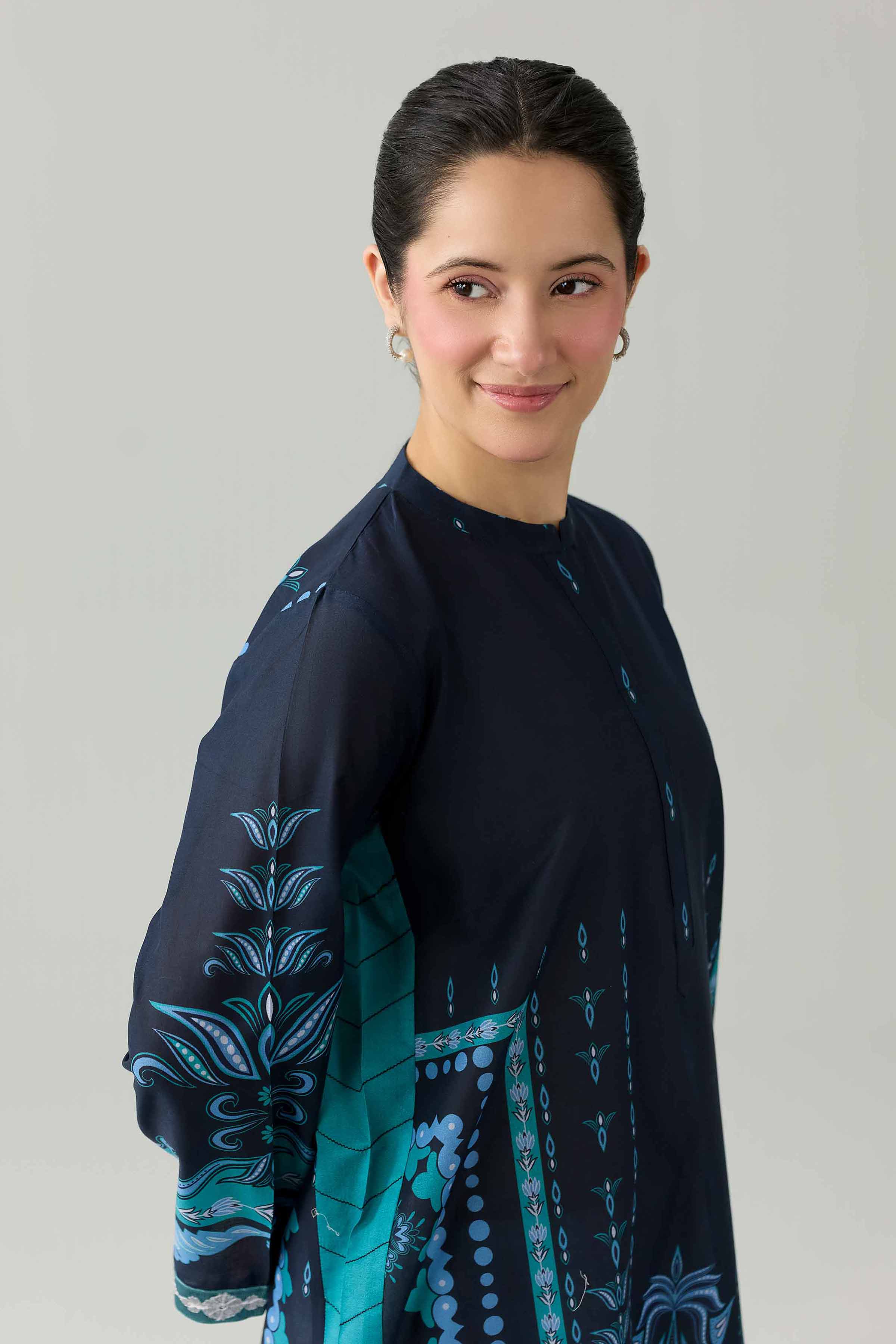 Nishat UK - Blue Embroidered Lawn 1 Piece ready to wear Shirt