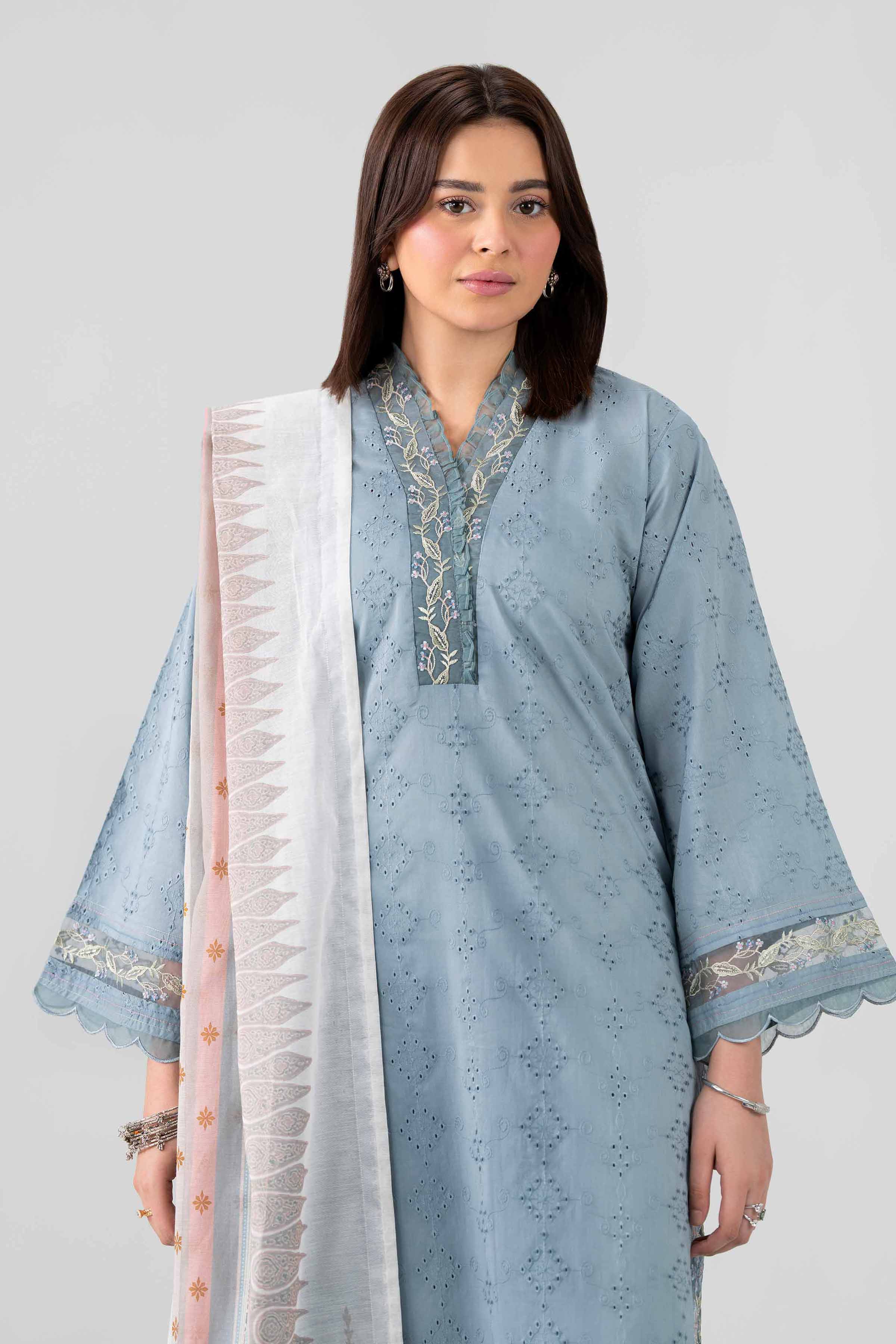 Nishat UK - Grey Embroidered Chicken Kari 3 Pieces ready to wear Suit