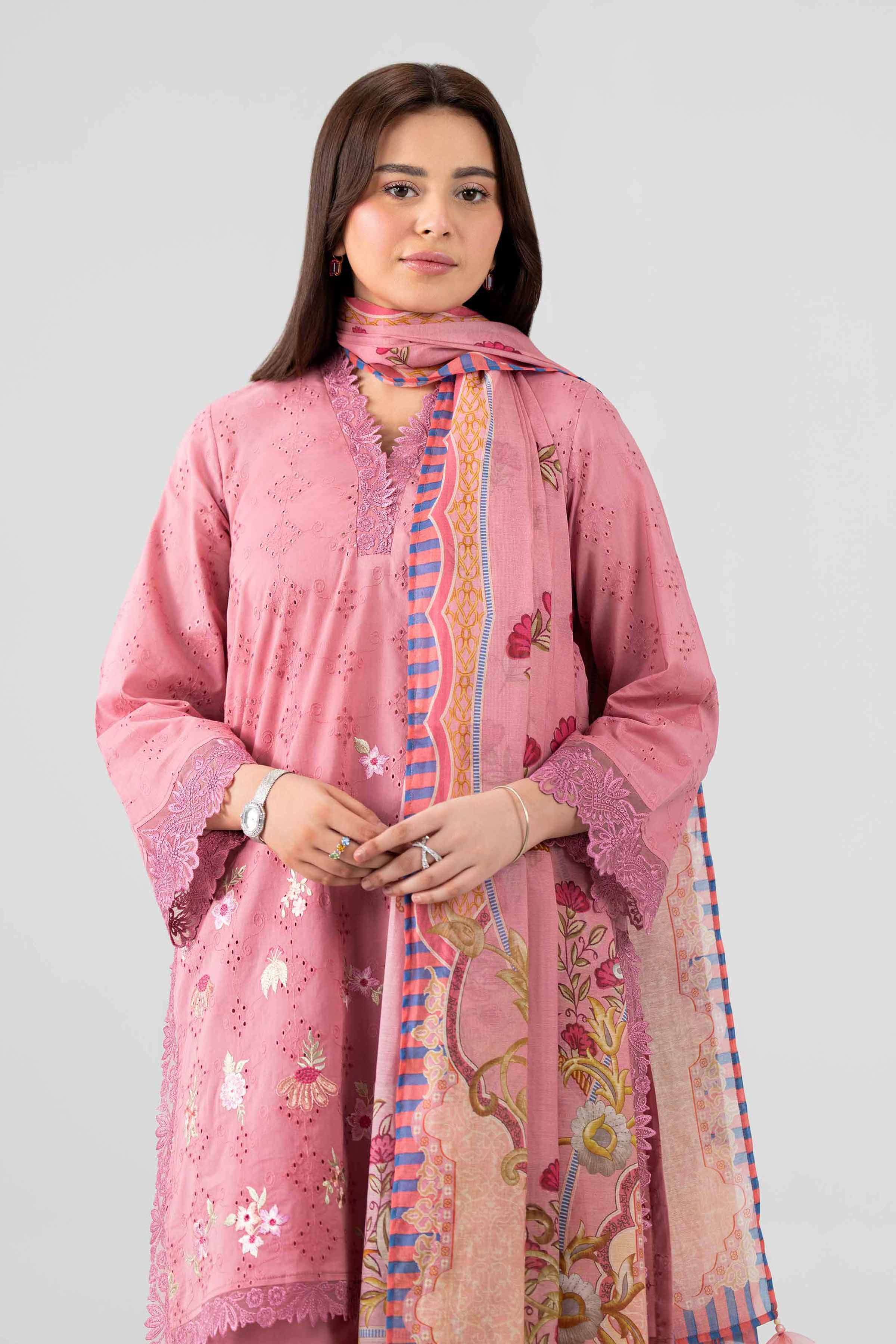 Nishat UK - Pink Embroidered Chicken Kari 3 Pieces ready to wear Suit