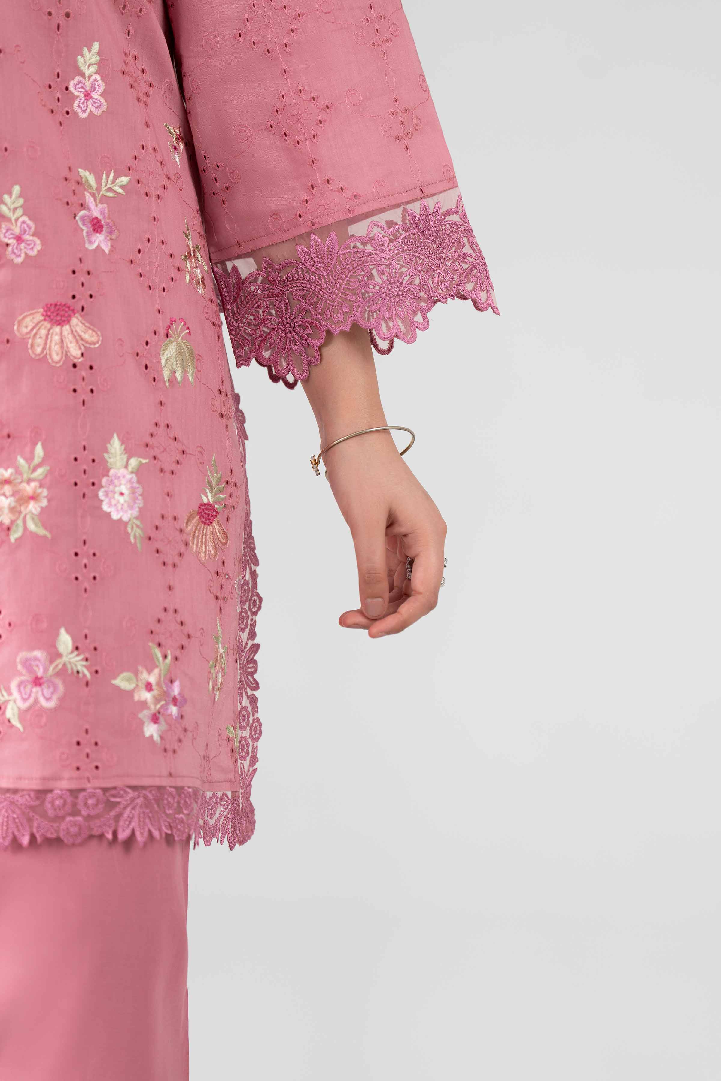 Nishat UK - Pink Embroidered Chicken Kari 3 Pieces ready to wear Suit