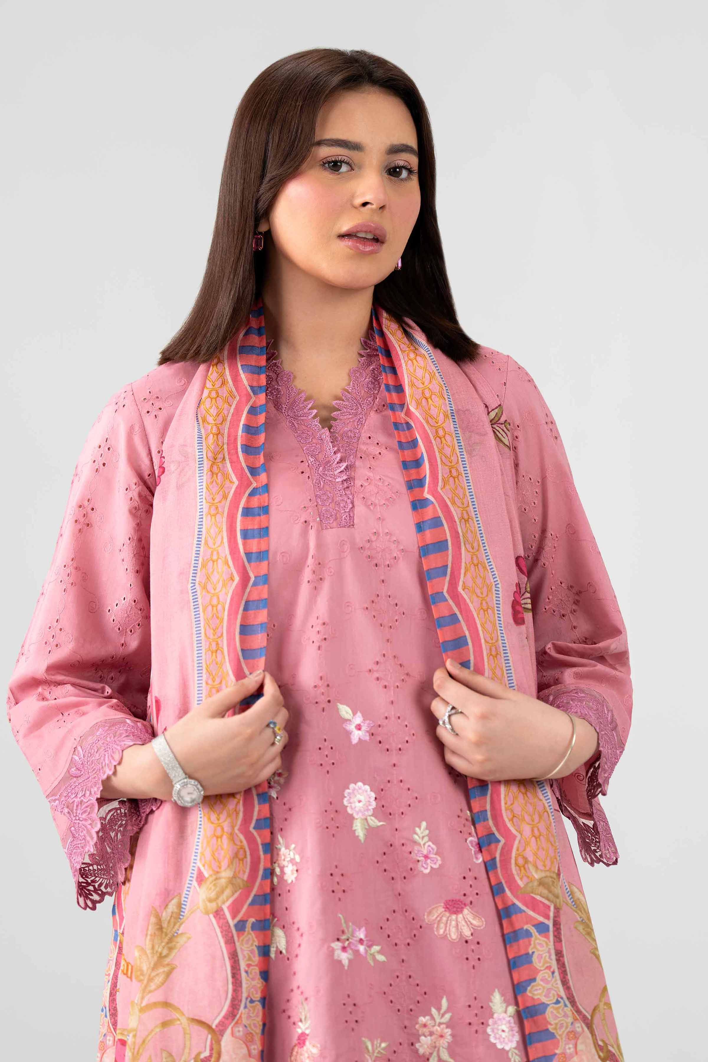 Nishat UK - Pink Embroidered Chicken Kari 3 Pieces ready to wear Suit