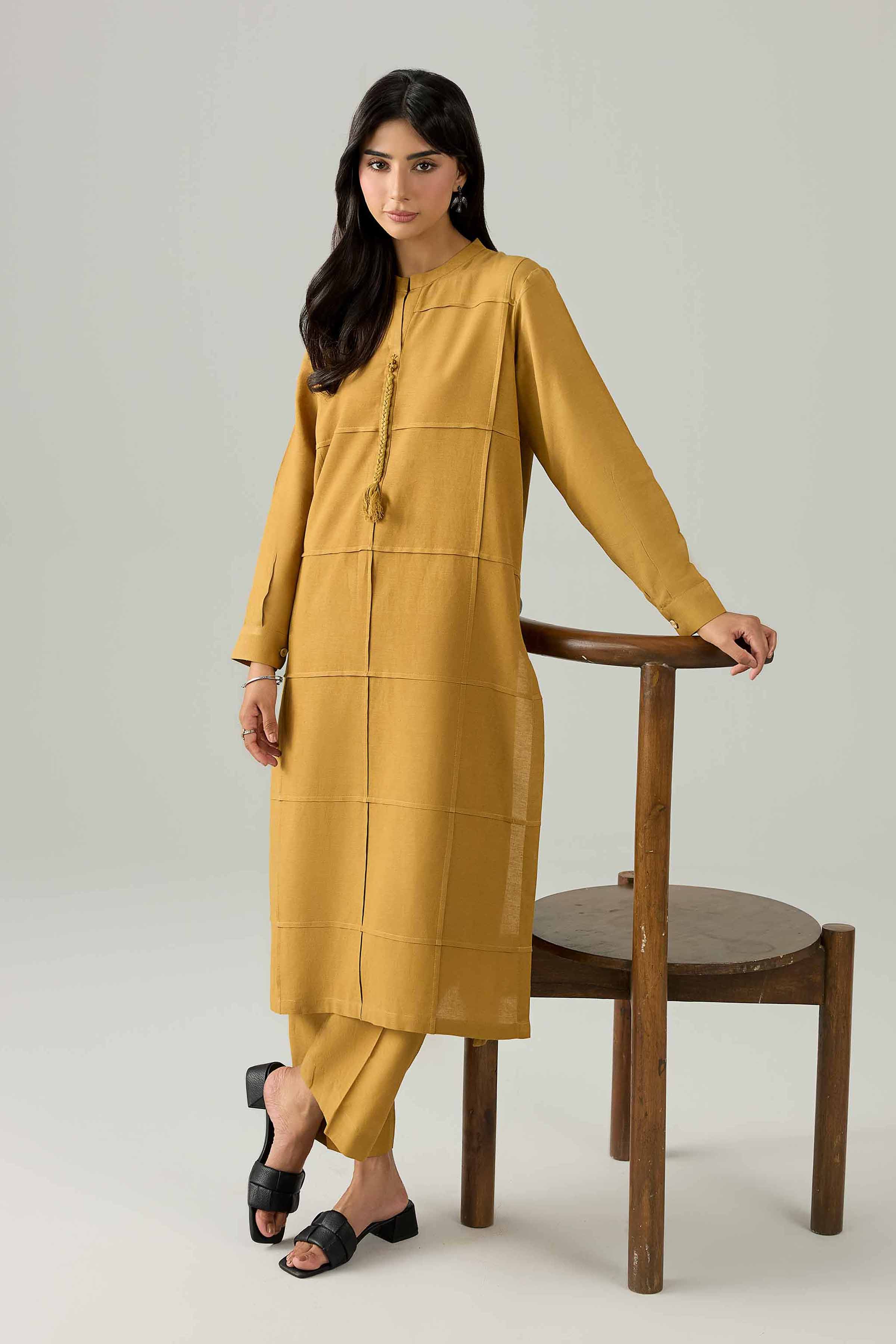 Nishat UK - Yellow Solids Cotton 2 Pieces ready to wear Dress