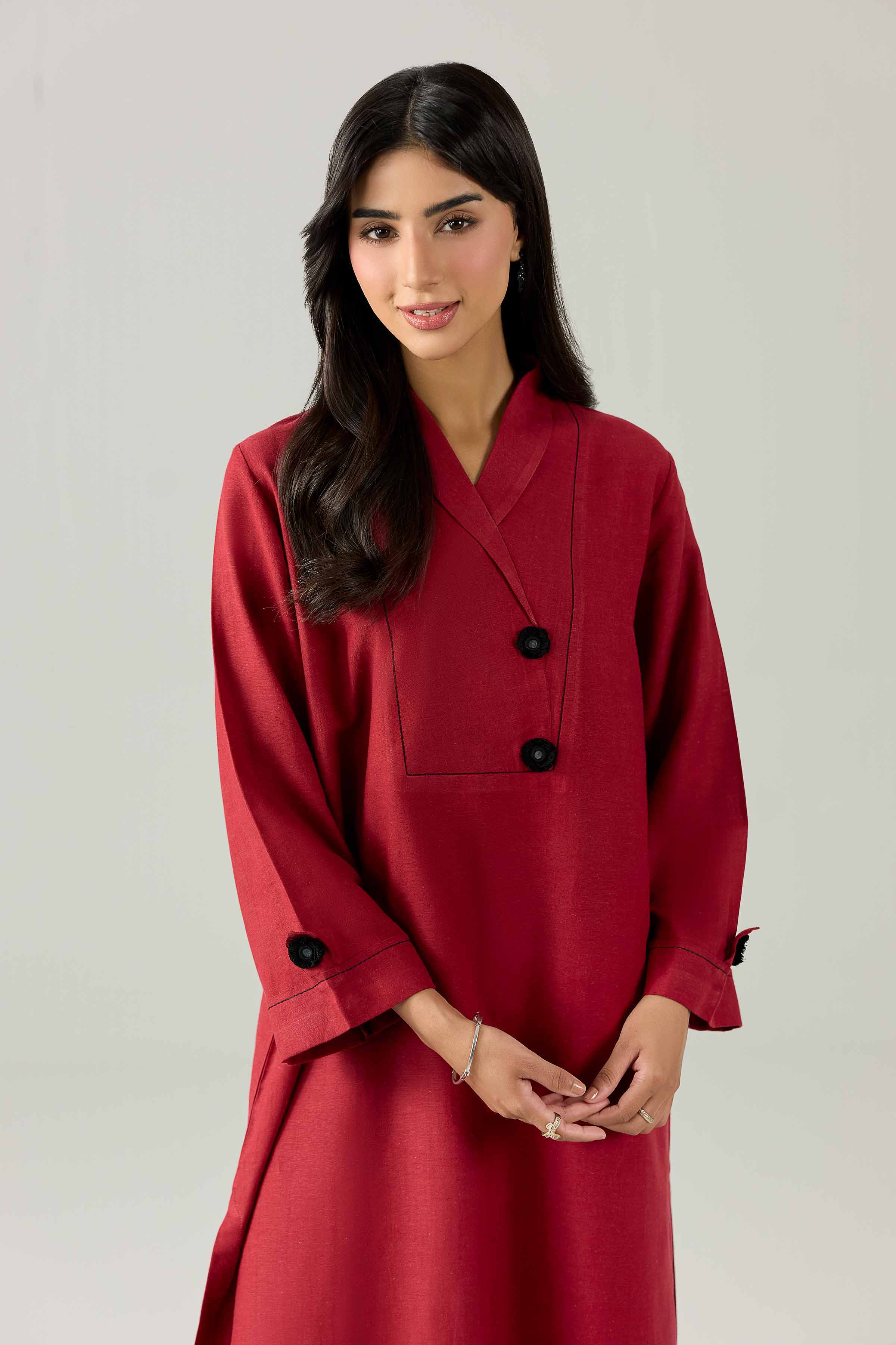 Nishat UK - Red Solids Cotton 2 Pieces ready to wear Dress