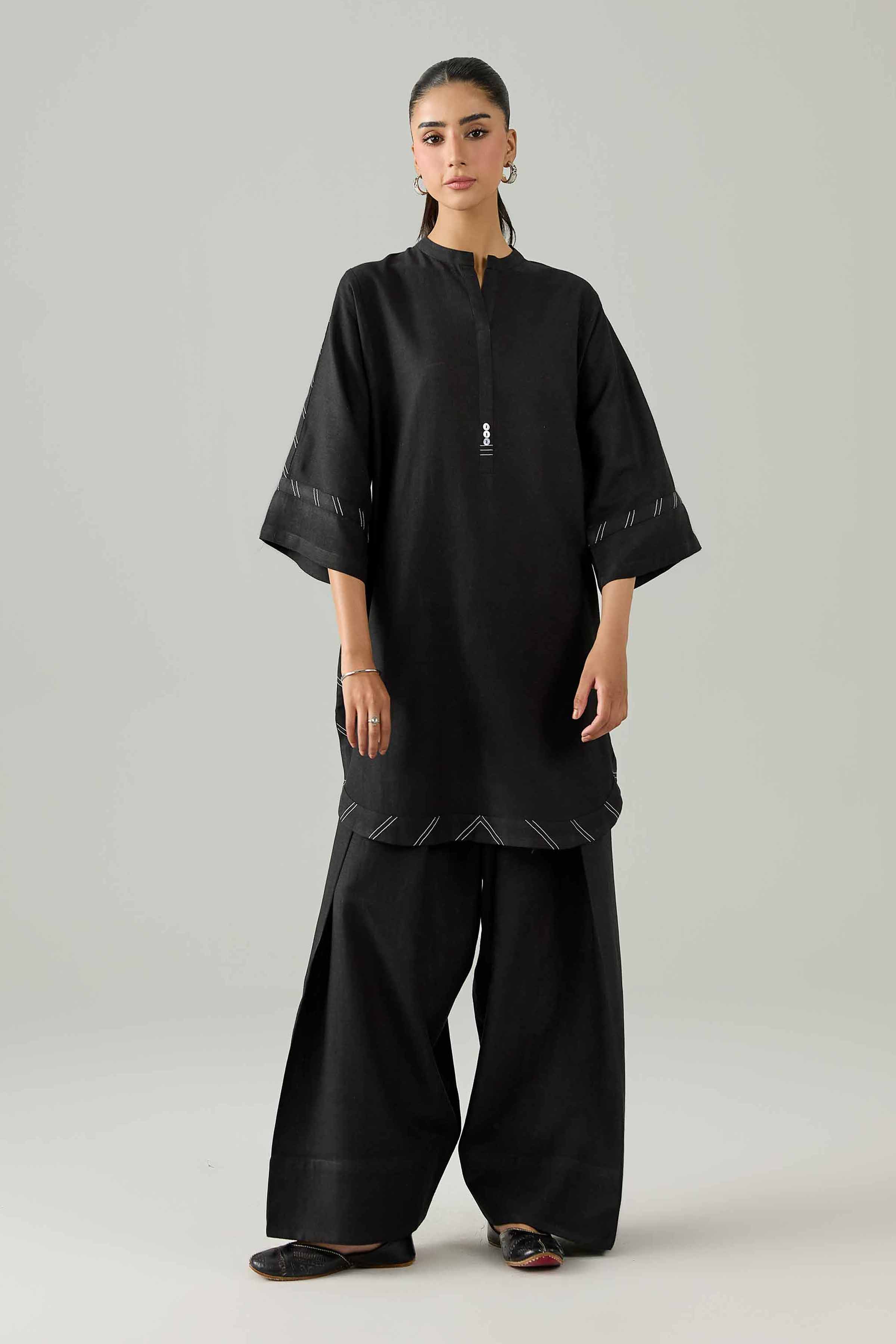 Nishat UK - Black Solids Cotton 2 Pieces ready to wear Dress
