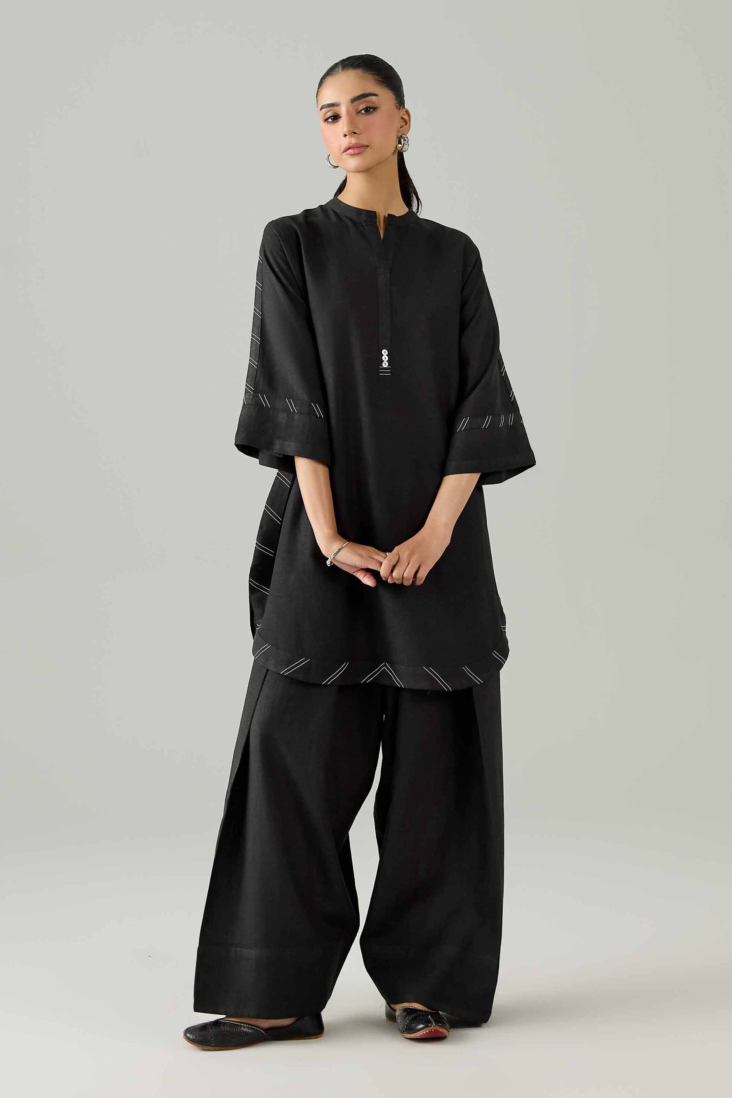 Nishat UK - Black Solids Cotton 2 Pieces ready to wear Dress