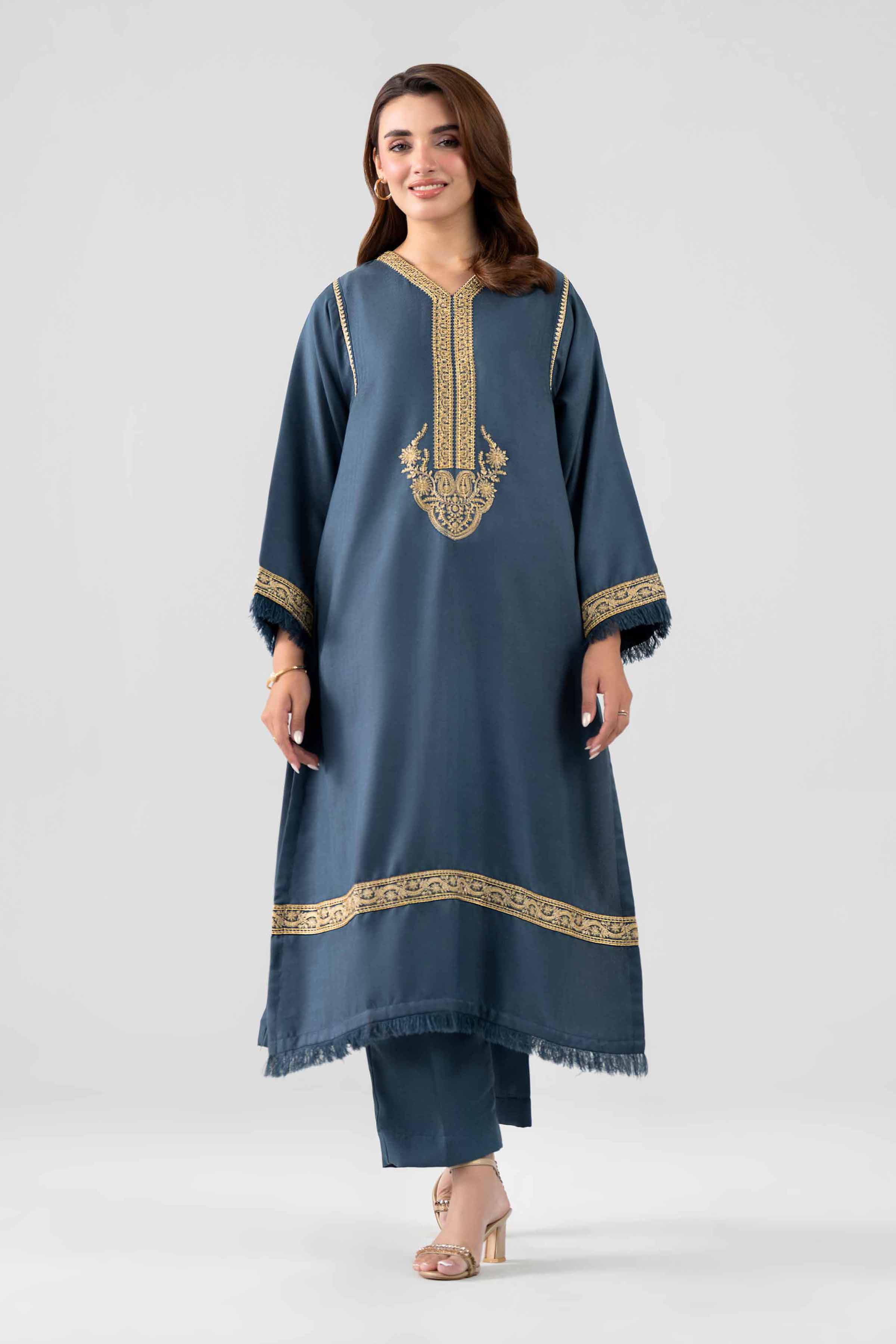 Nishat UK - Blue Embroidered Viscose 2 Pieces ready to wear Dress