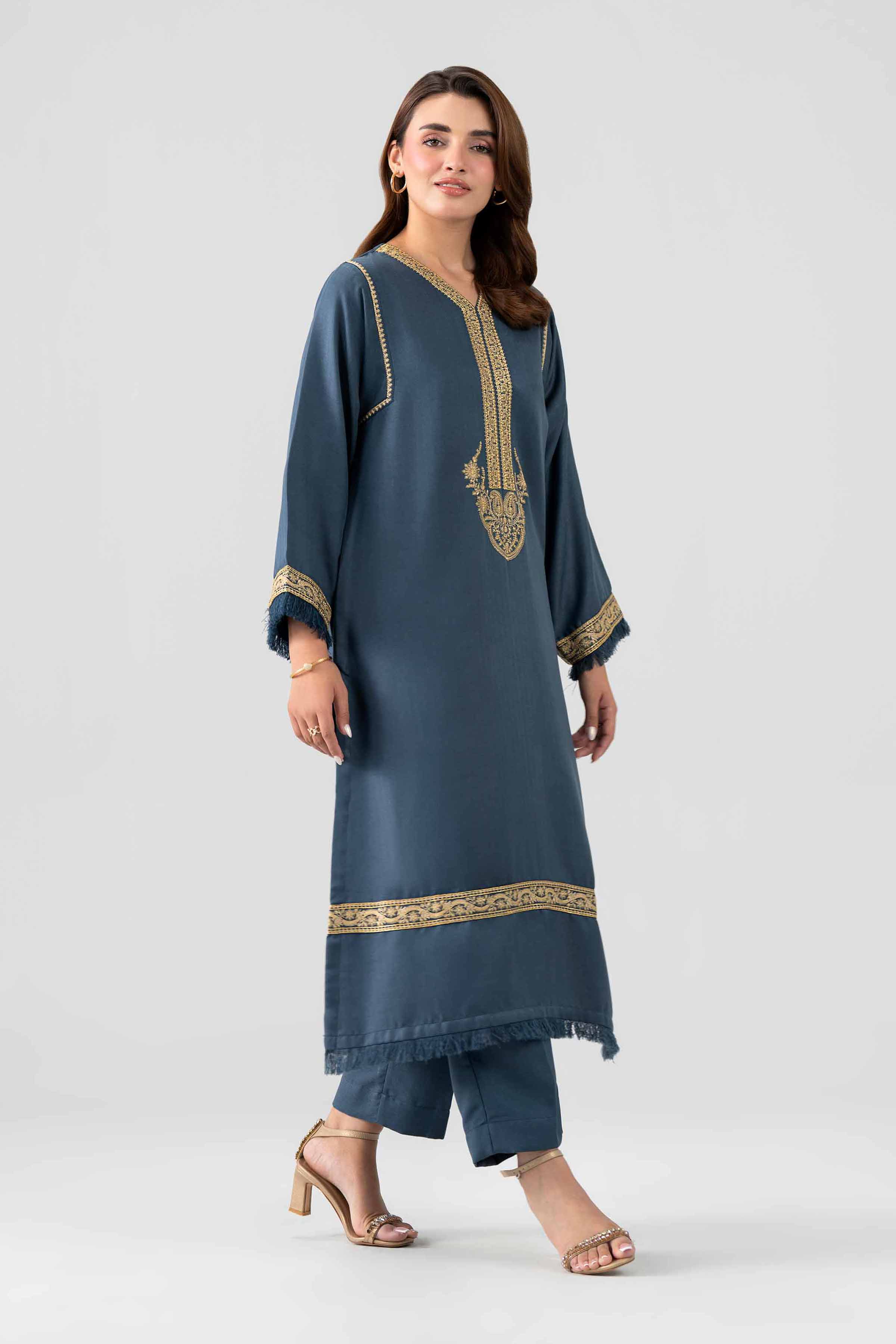 Nishat UK - Blue Embroidered Viscose 2 Pieces ready to wear Dress