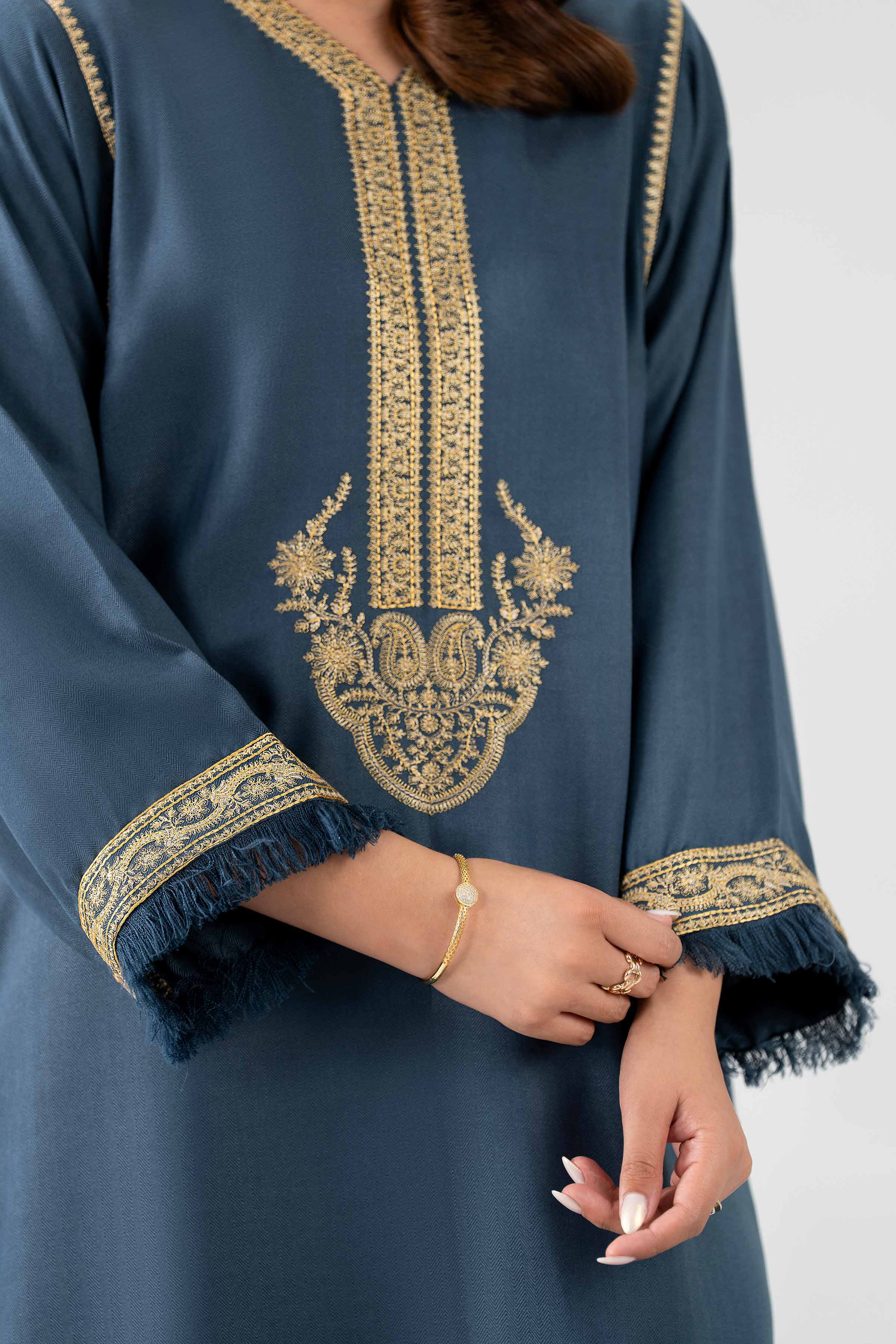 Nishat UK - Blue Embroidered Viscose 2 Pieces ready to wear Dress