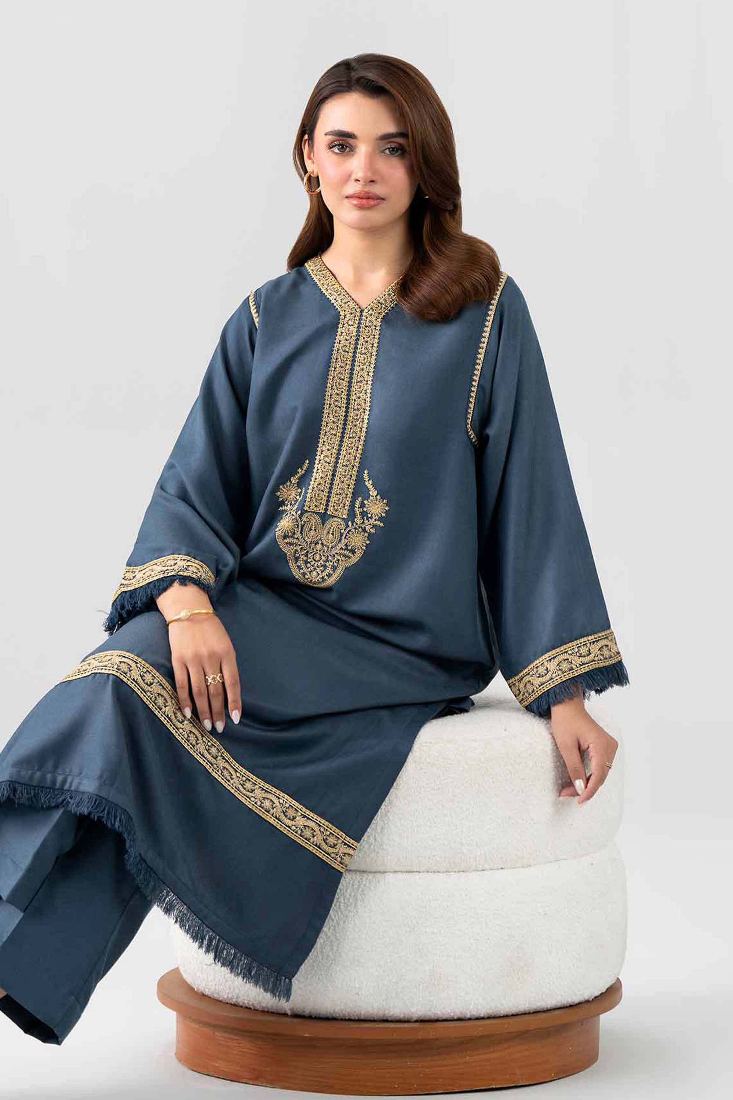 Nishat UK - Blue Embroidered Viscose 2 Pieces ready to wear Dress