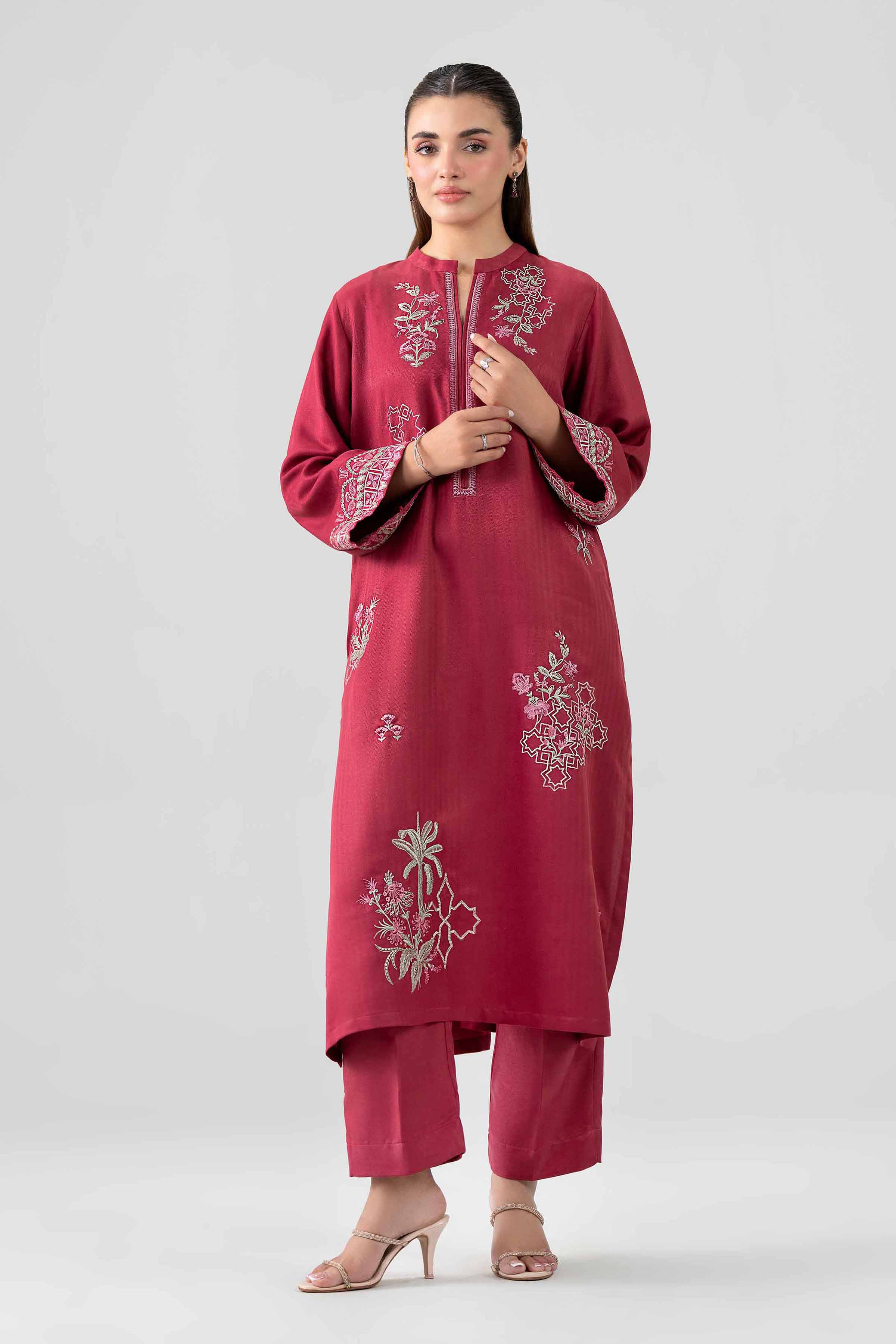 Nishat UK - Red Embroidered Viscose 2 Pieces ready to wear Dress