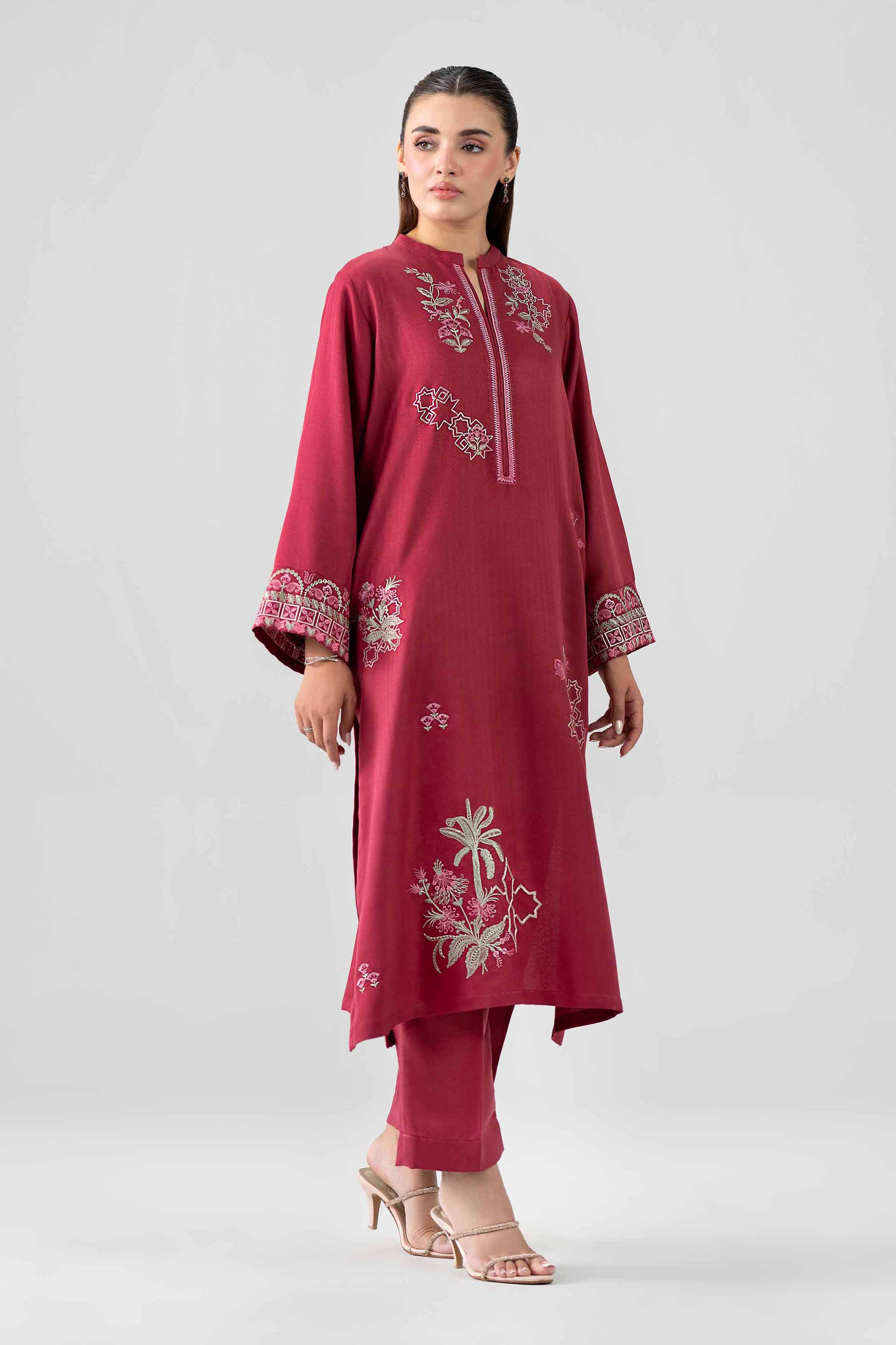 Nishat UK - Red Embroidered Viscose 2 Pieces ready to wear Dress