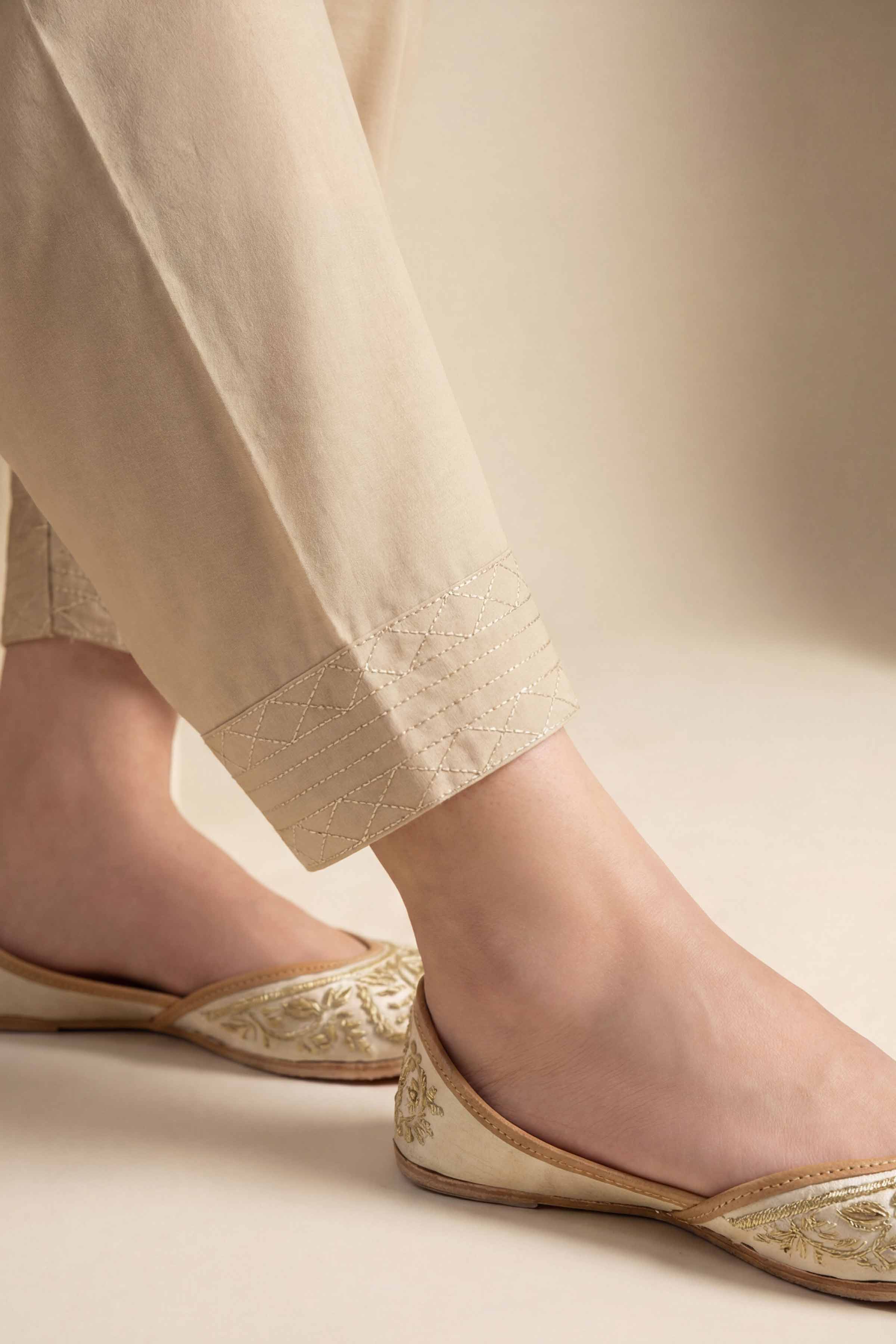 NishatUK - Beige Embroidered Cambric 1-piece ready to wear shalwar