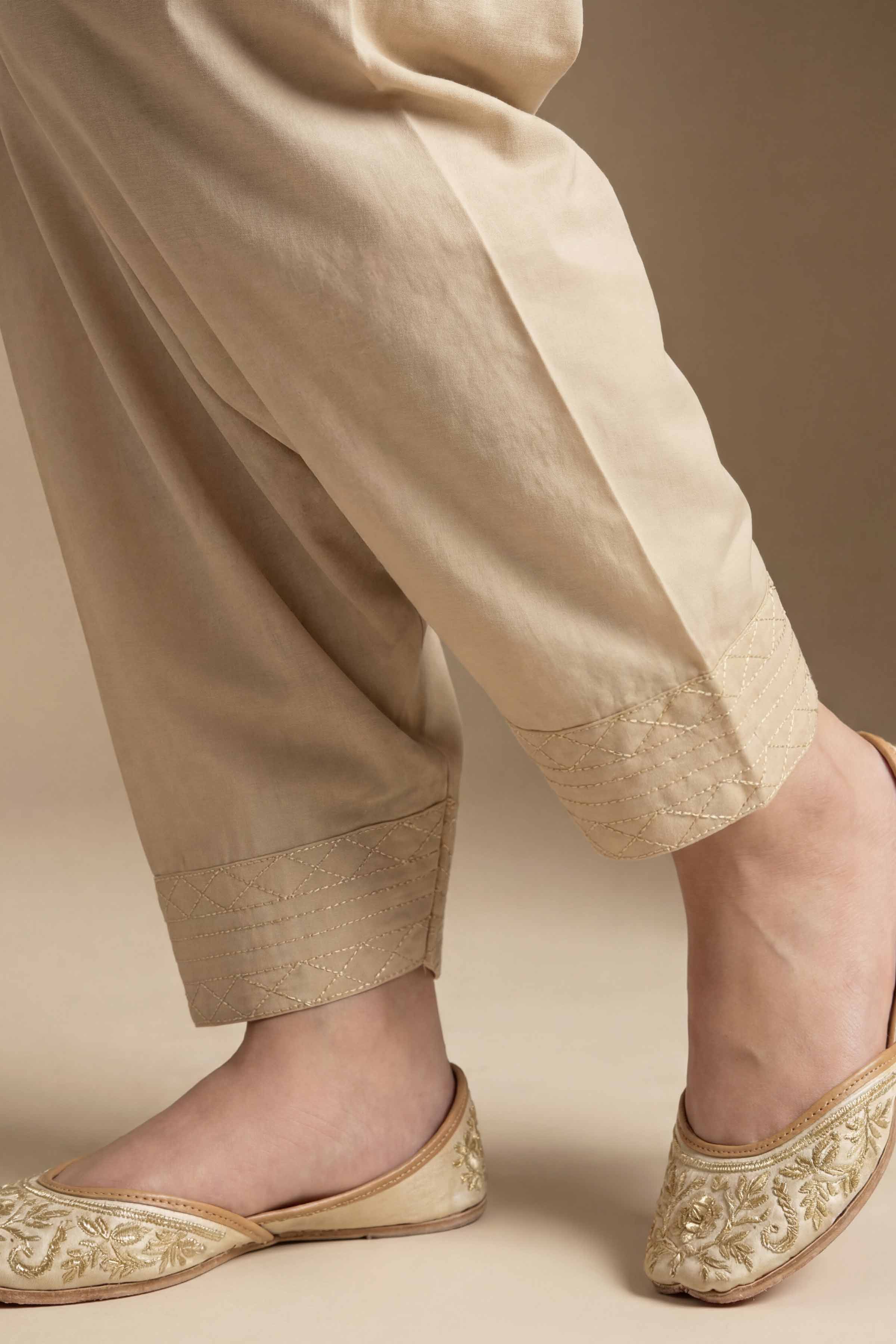 NishatUK - Beige Embroidered Cambric 1-piece ready to wear shalwar