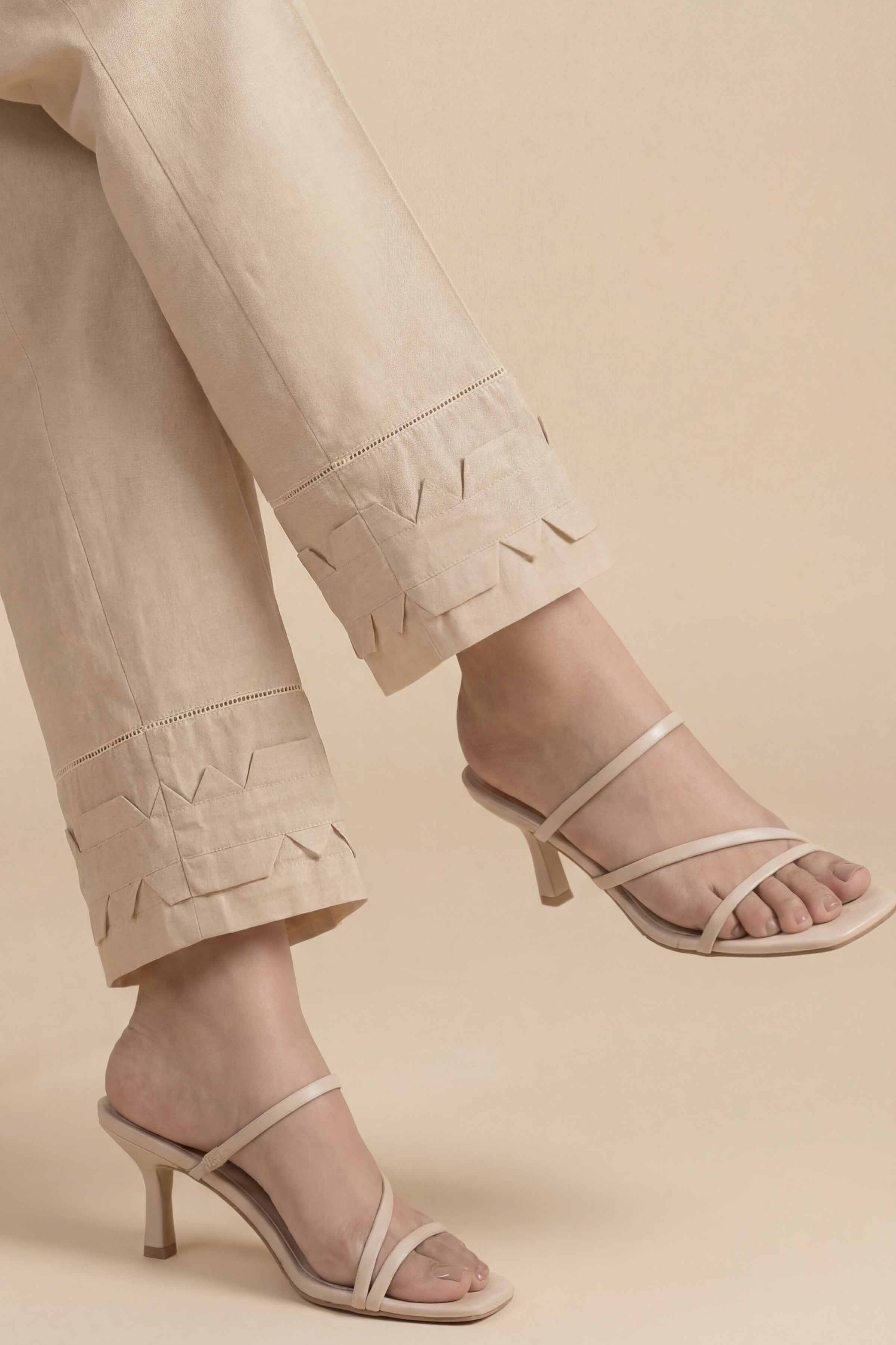 NishatUK - Beige Solids Cambric 1-piece ready to wear Trouser