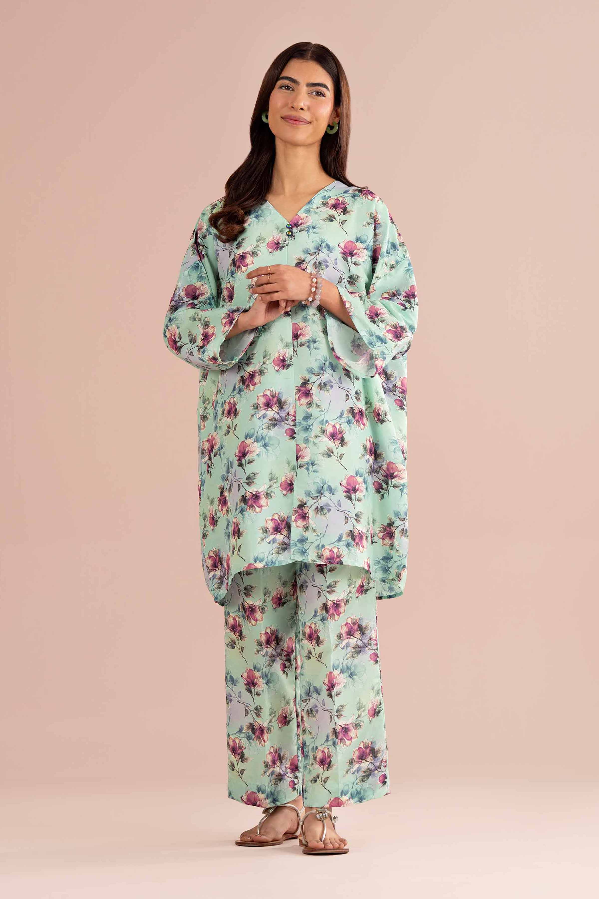 NishatUK - Green Printed Lawn 2-piece ready to wear Dress