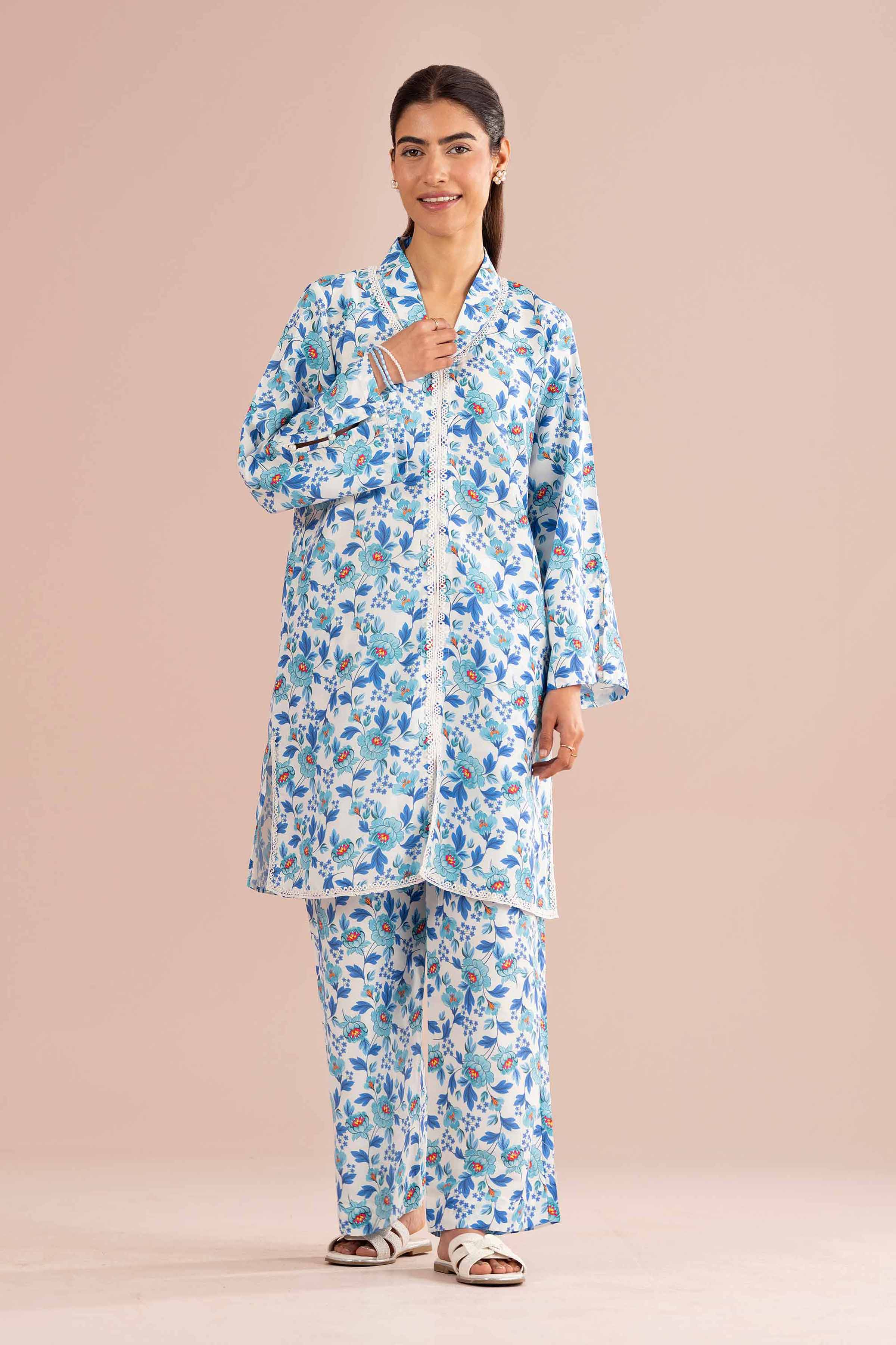 NishatUK - Off White  Printed Lawn 2-piece ready to wear Dress