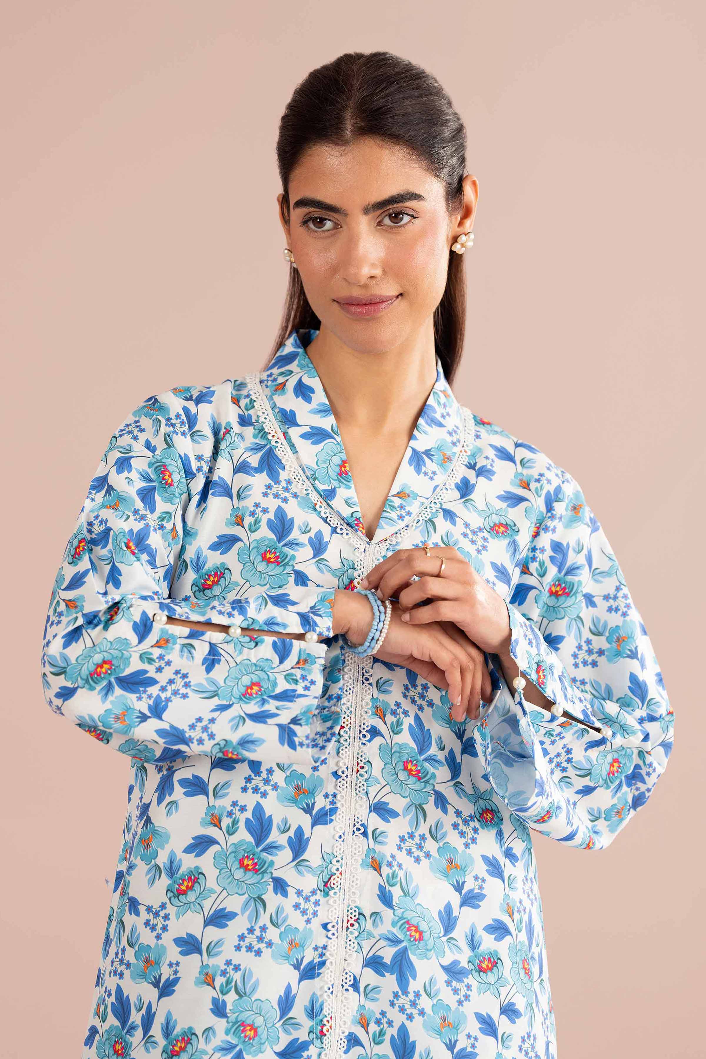 NishatUK - Off White  Printed Lawn 2-piece ready to wear Dress