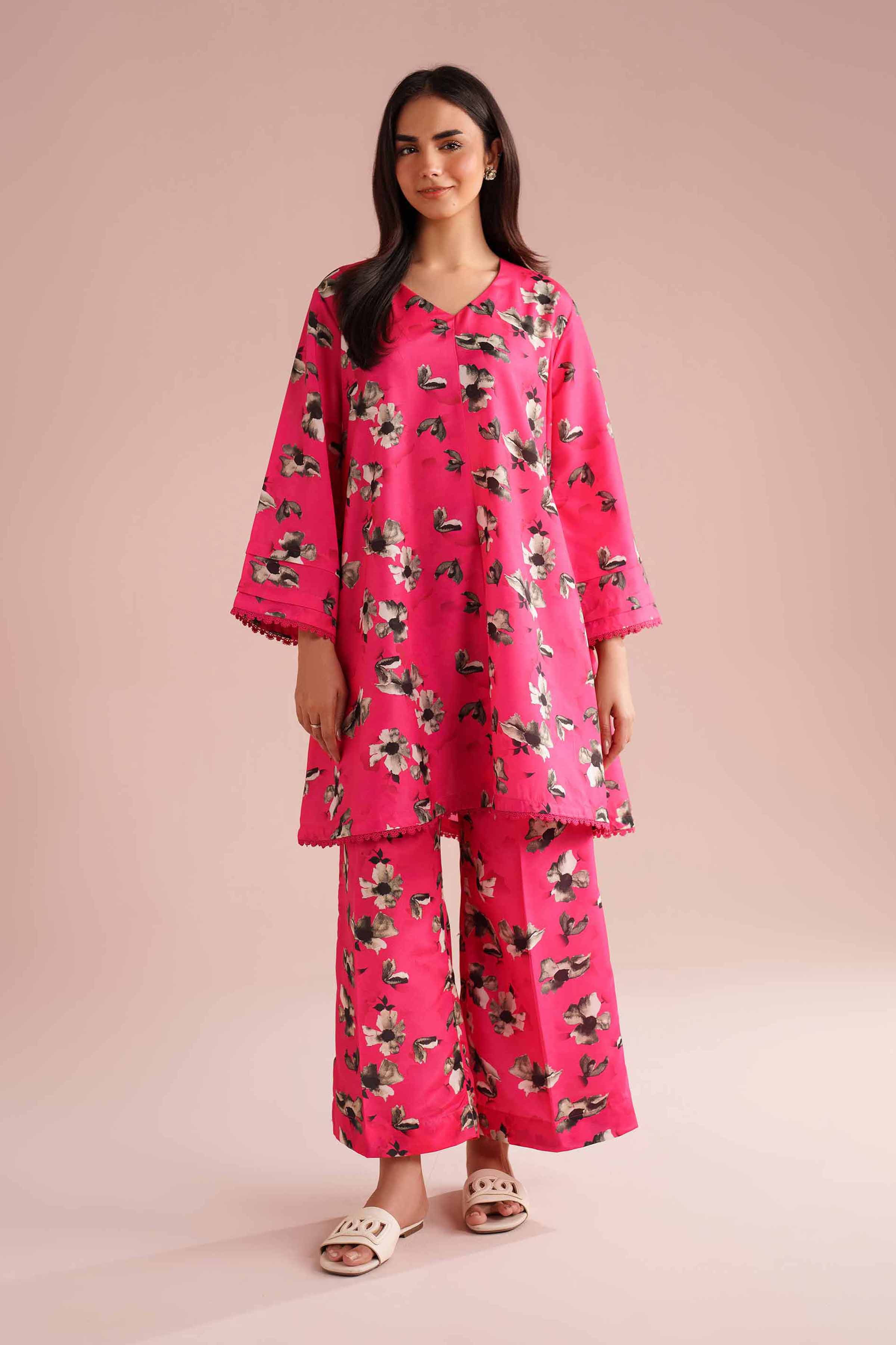 NishatUK - Pink Printed Lawn 2-piece ready to wear Dress
