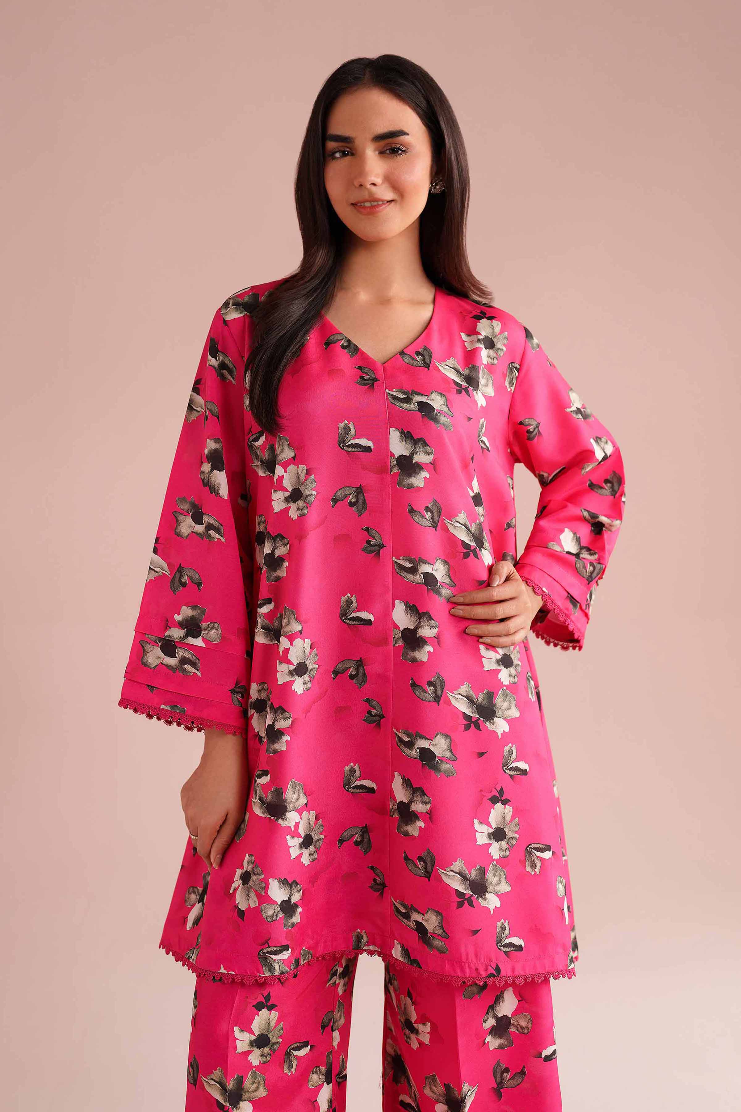NishatUK - Pink Printed Lawn 2-piece ready to wear Dress