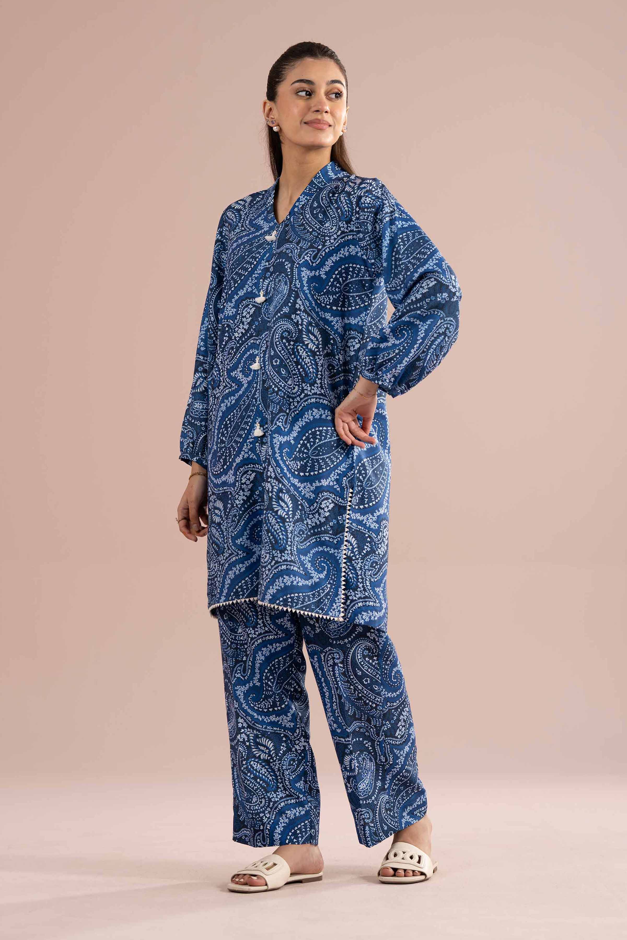 NishatUK - Blue Printed Lawn 2-piece ready to wear Dress