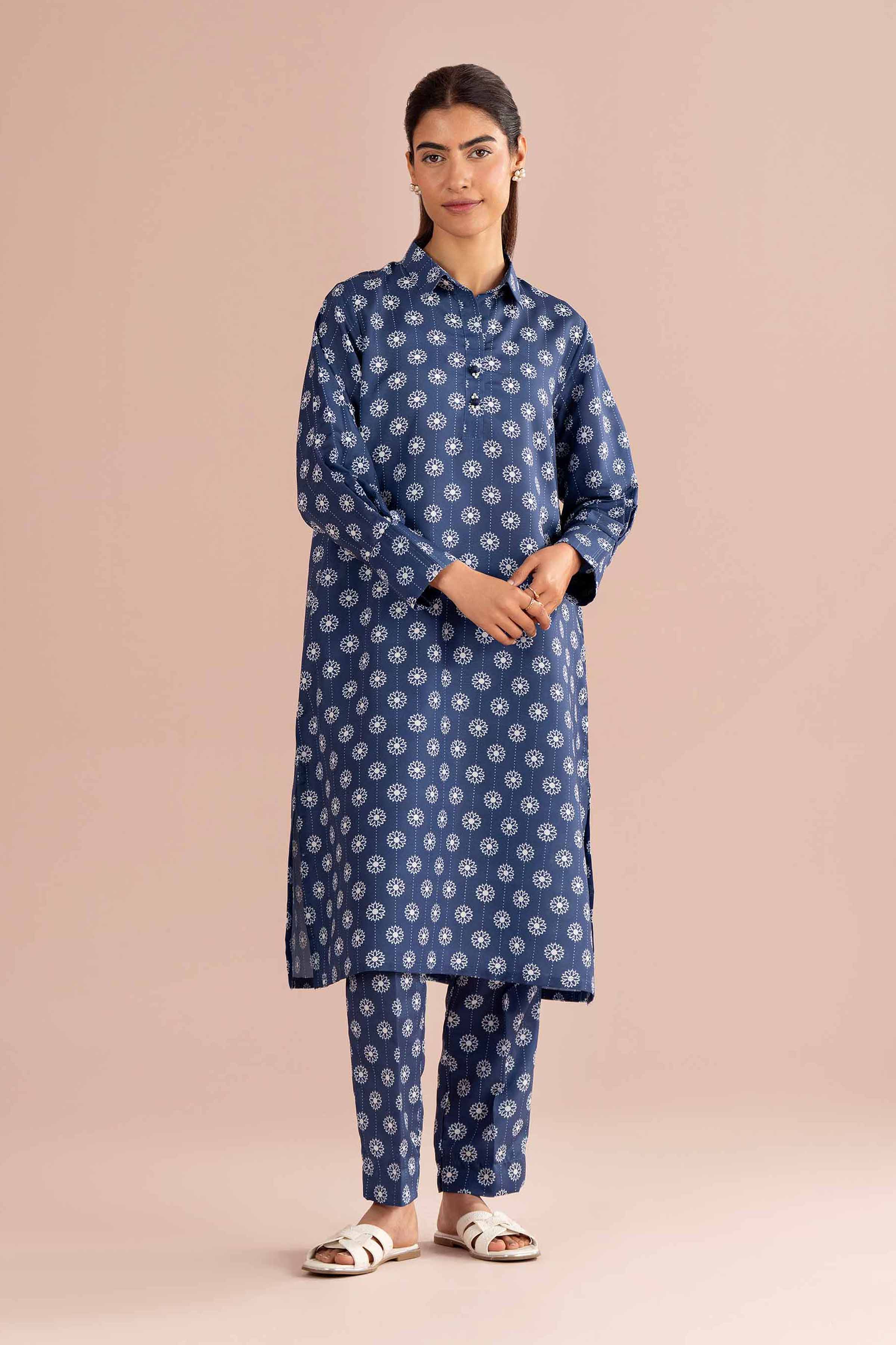 NishatUK - Blue Printed Lawn 2-piece ready to wear Dress