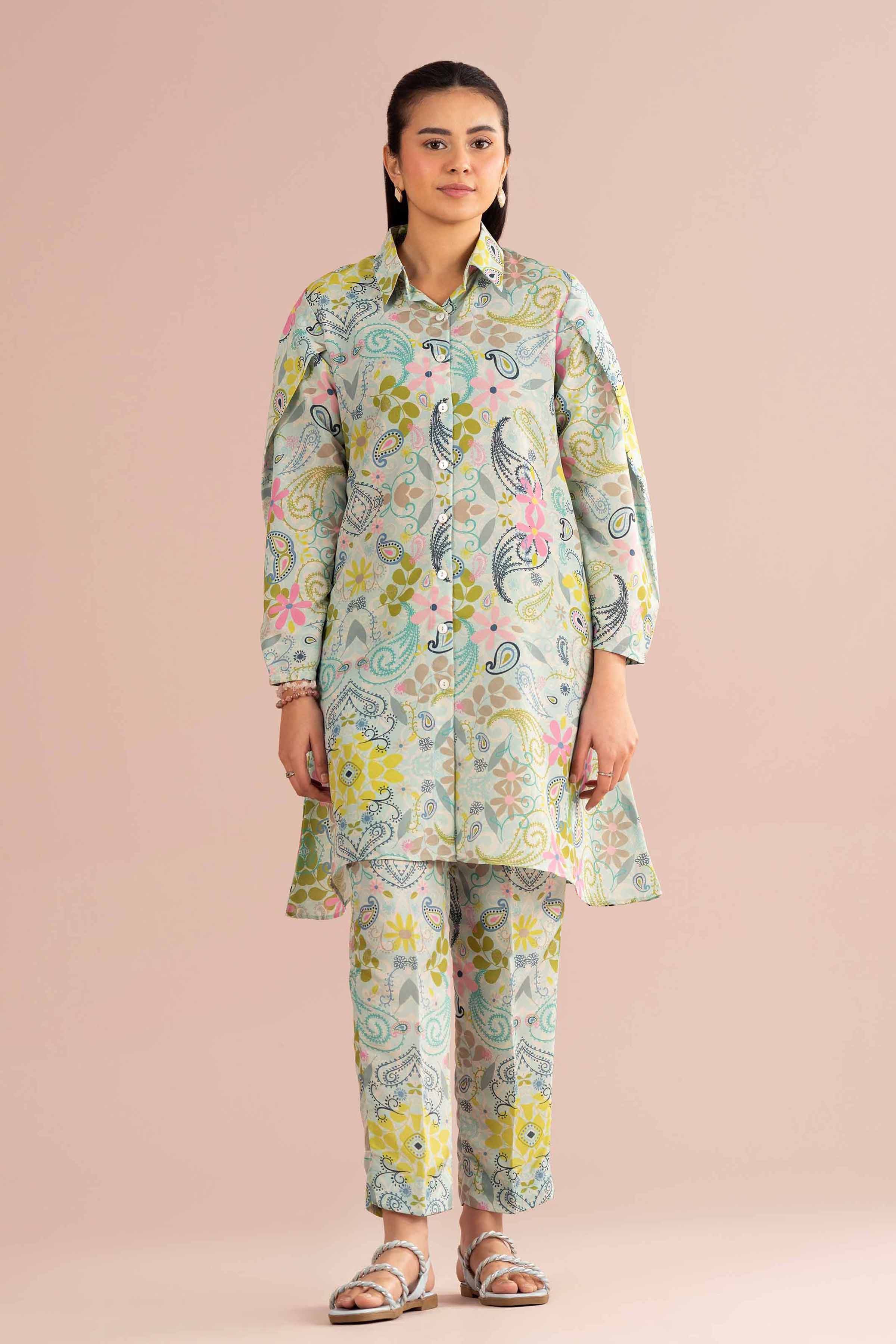 NishatUK - Blue Printed  Lawn 2-piece ready to wear Dress