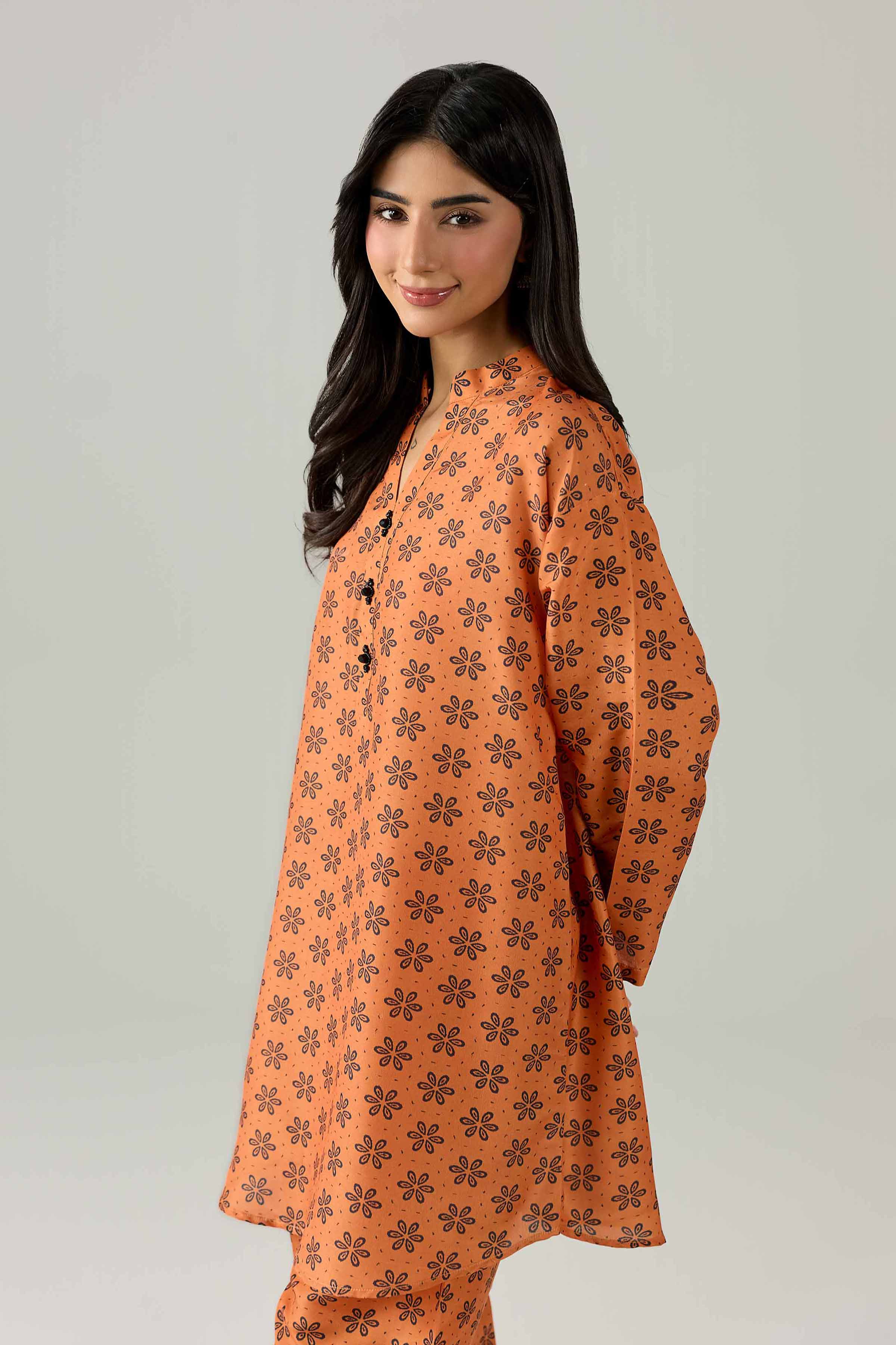 Nishat UK - Orange Printed Lawn 2 Pieces ready to wear Dress