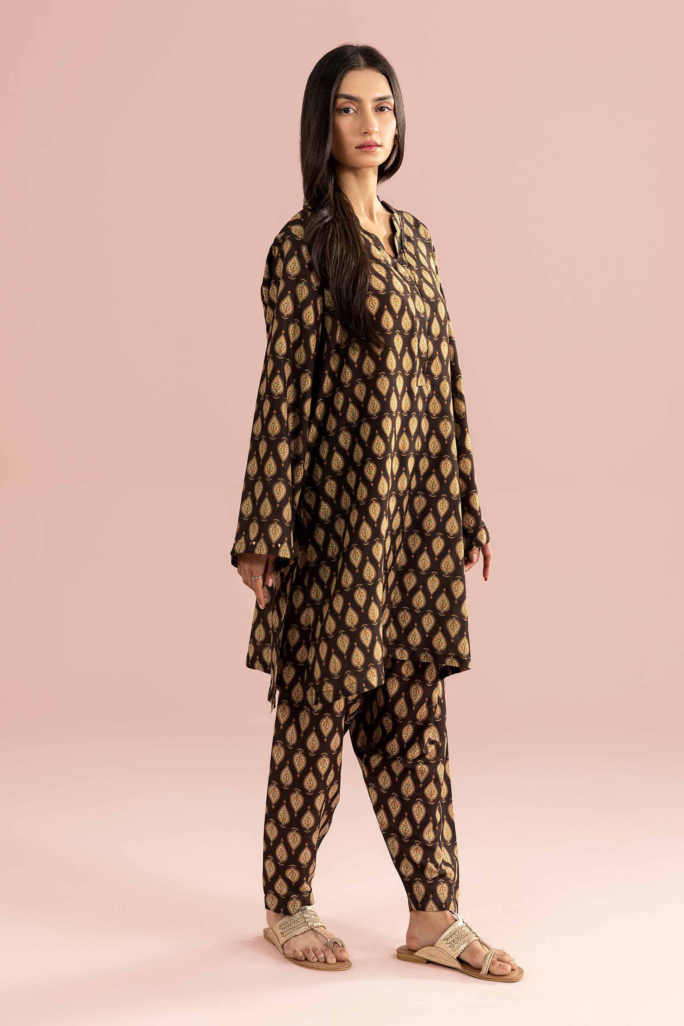 NishatUK - Brown Printed Lawn 2-piece ready to wear Dress