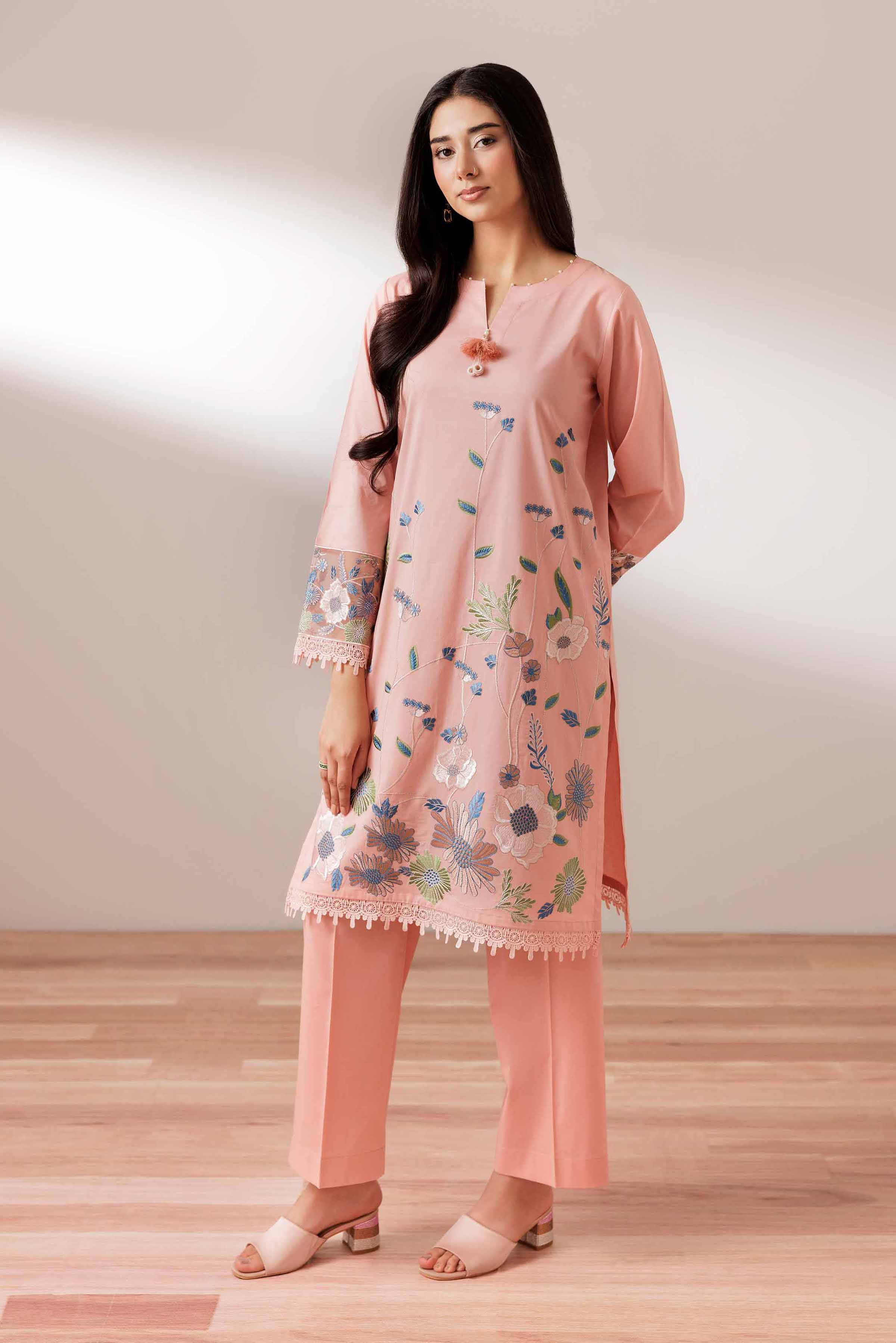 Nishat UK - Pink Embroidered Cambric 2 Pieces ready to wear Dress