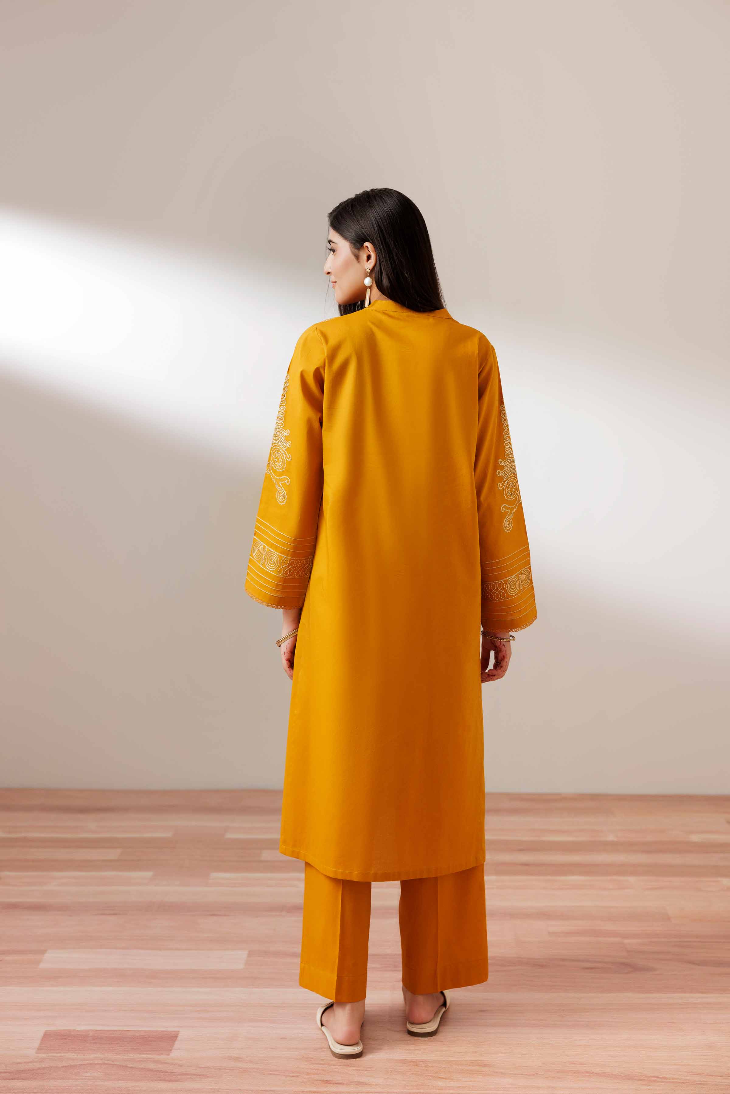 Nishat UK - Yellow Embroidered Cambric 2 Pieces ready to wear Dress