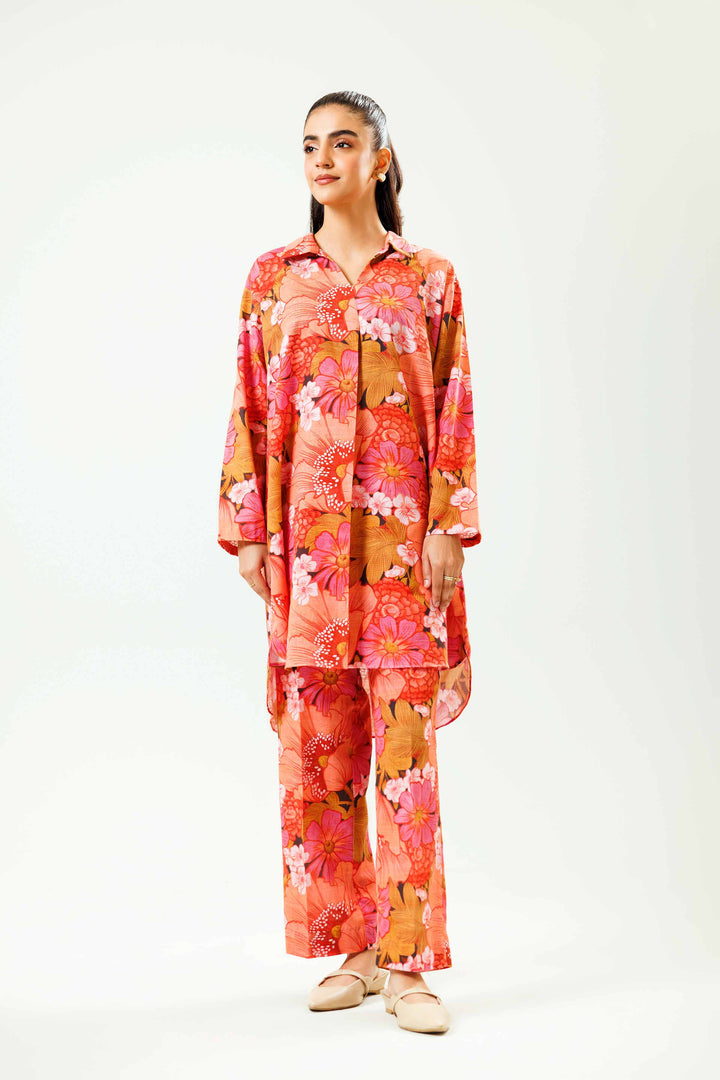 NishatUK - Peach Printed Khaddar 2-piece ready to wear Dress