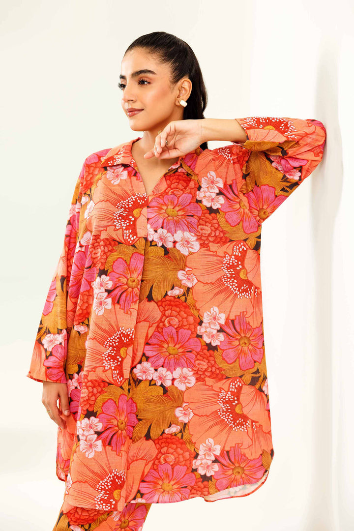 NishatUK - Peach Printed Khaddar 2-piece ready to wear Dress