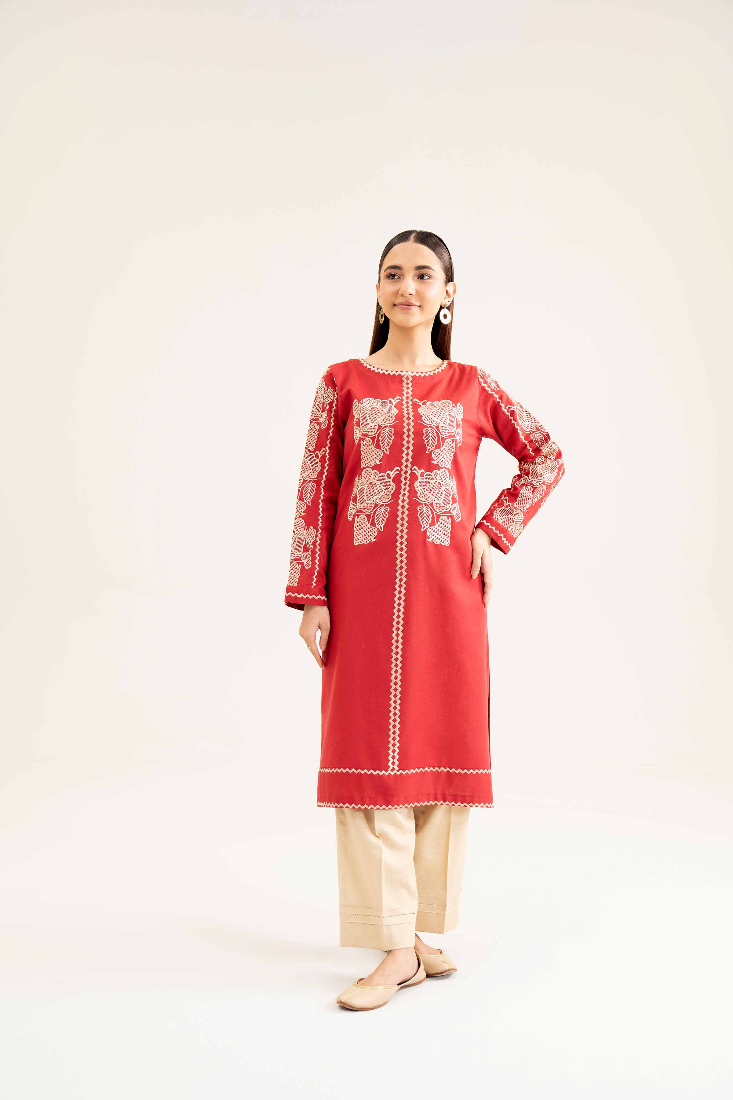 NishatUK - Brown Embroidered   Karandi 1-piece ready to wear Shirt