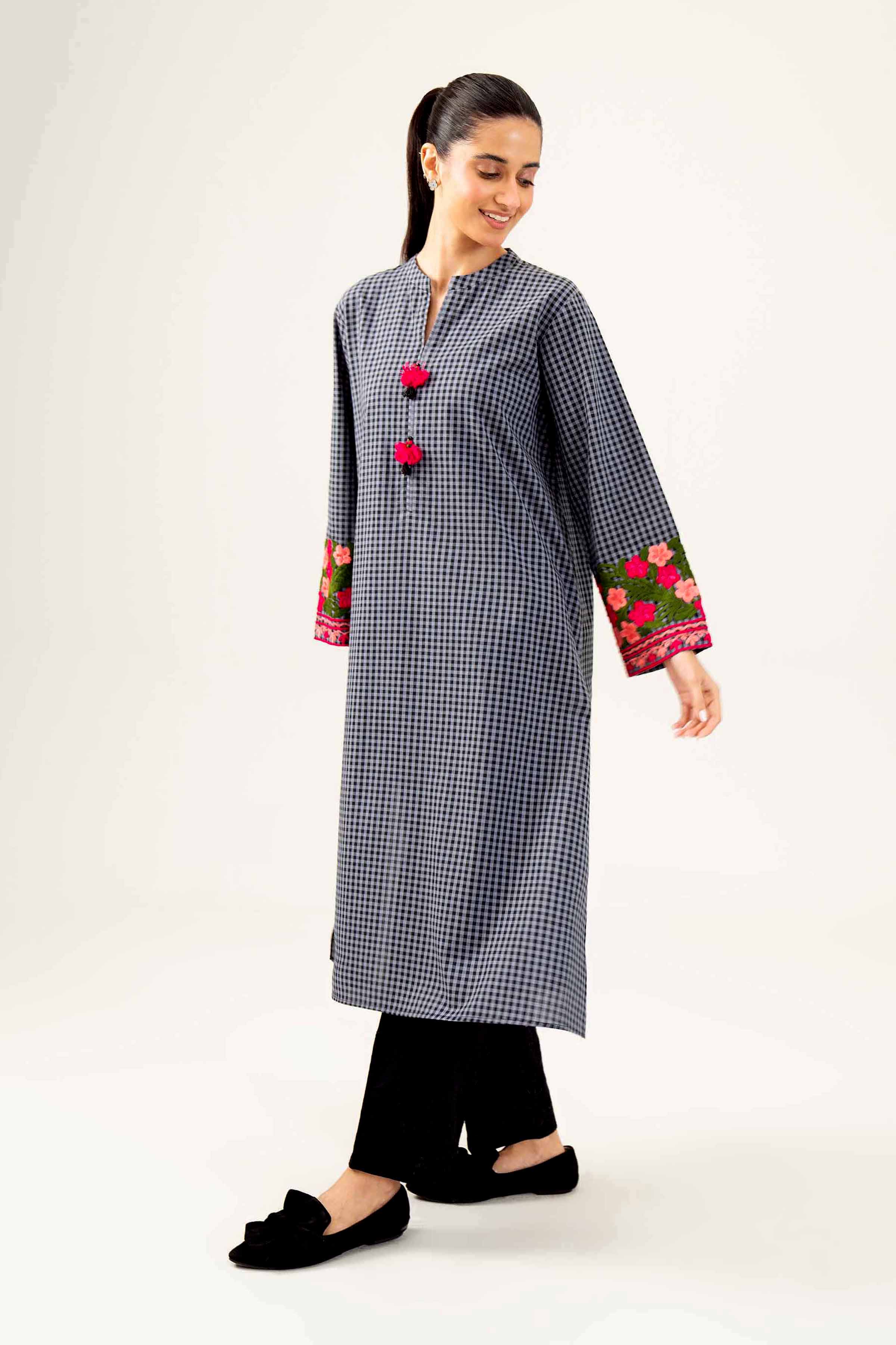NishatUK - Brown Embroidered   Yarn Dyed 1-piece ready to wear Shirt