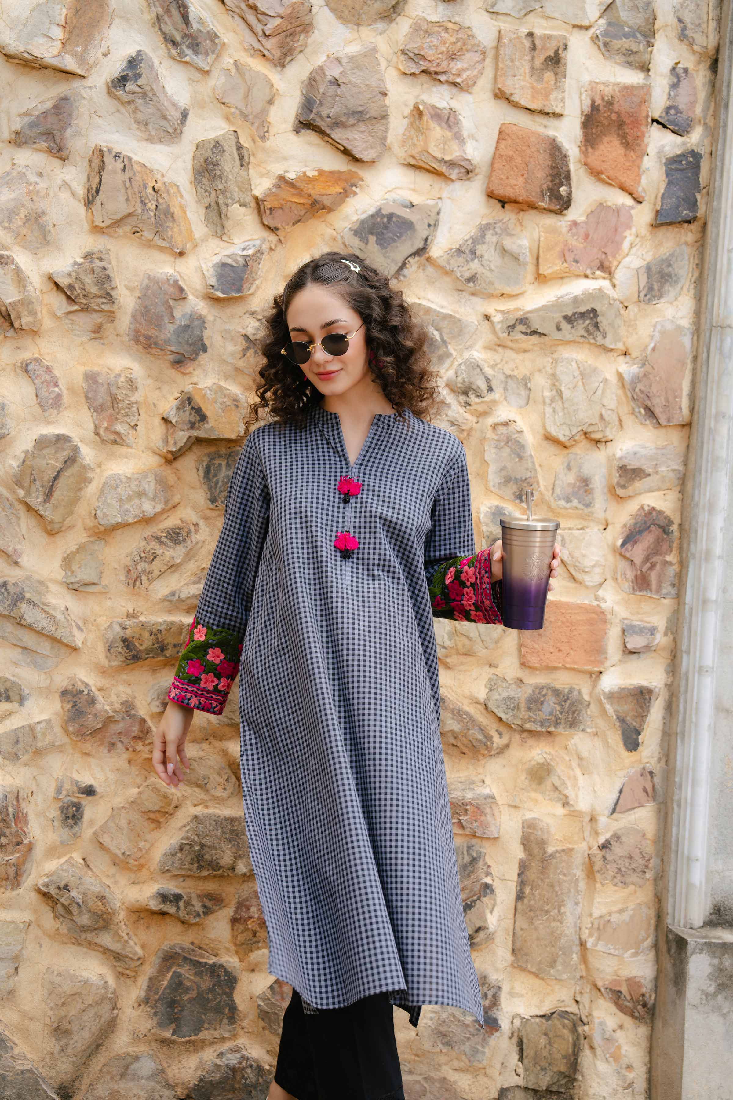 NishatUK - Brown Embroidered   Yarn Dyed 1-piece ready to wear Shirt