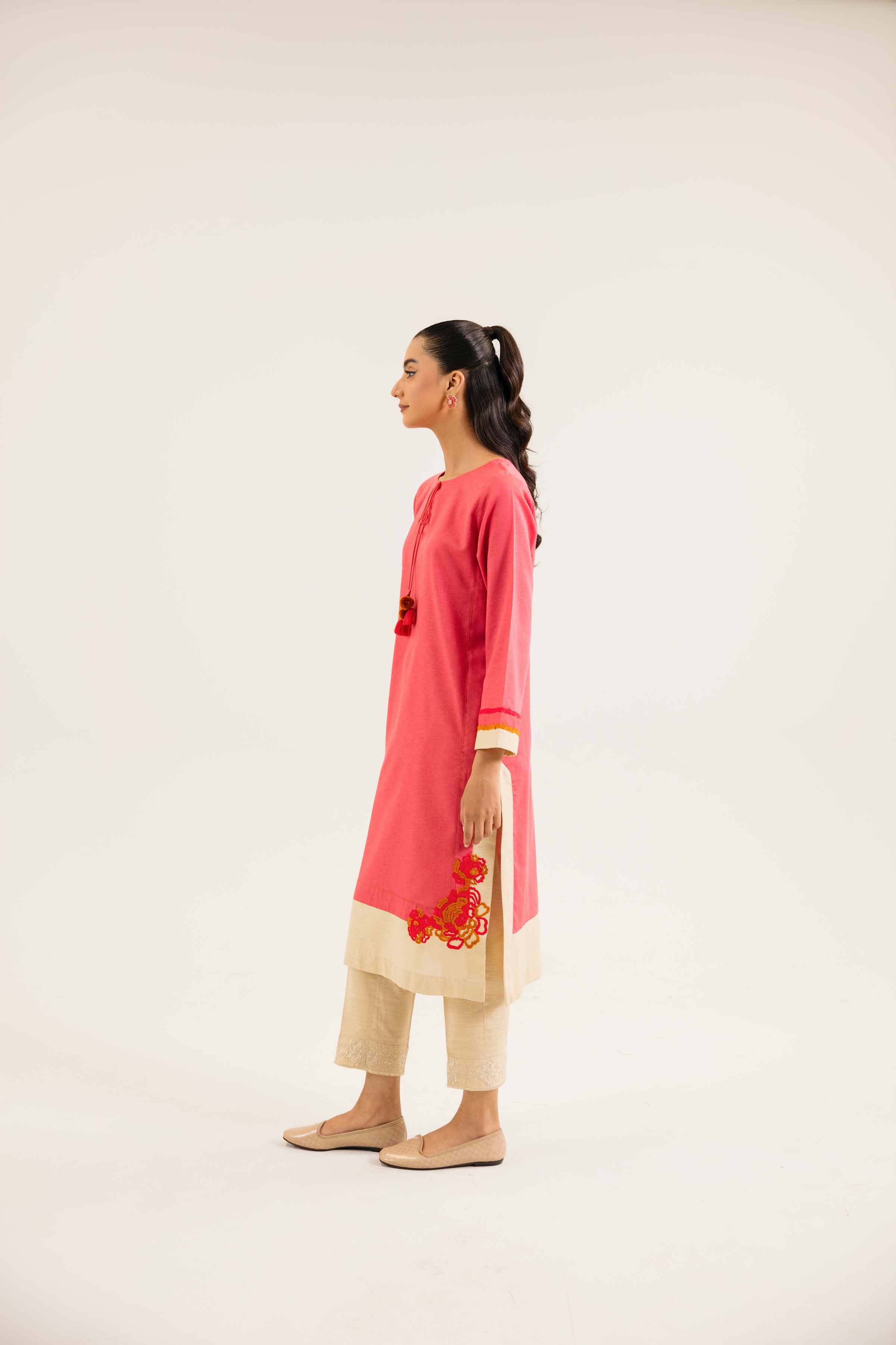 NishatUK - Brown Embroidered   Karandi 1-piece ready to wear Shirt