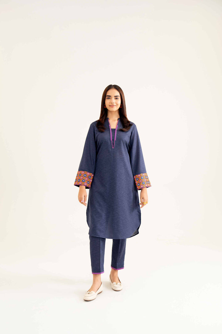 NishatUK - Blue Embroidered   Karandi 2-piece ready to wear Dress