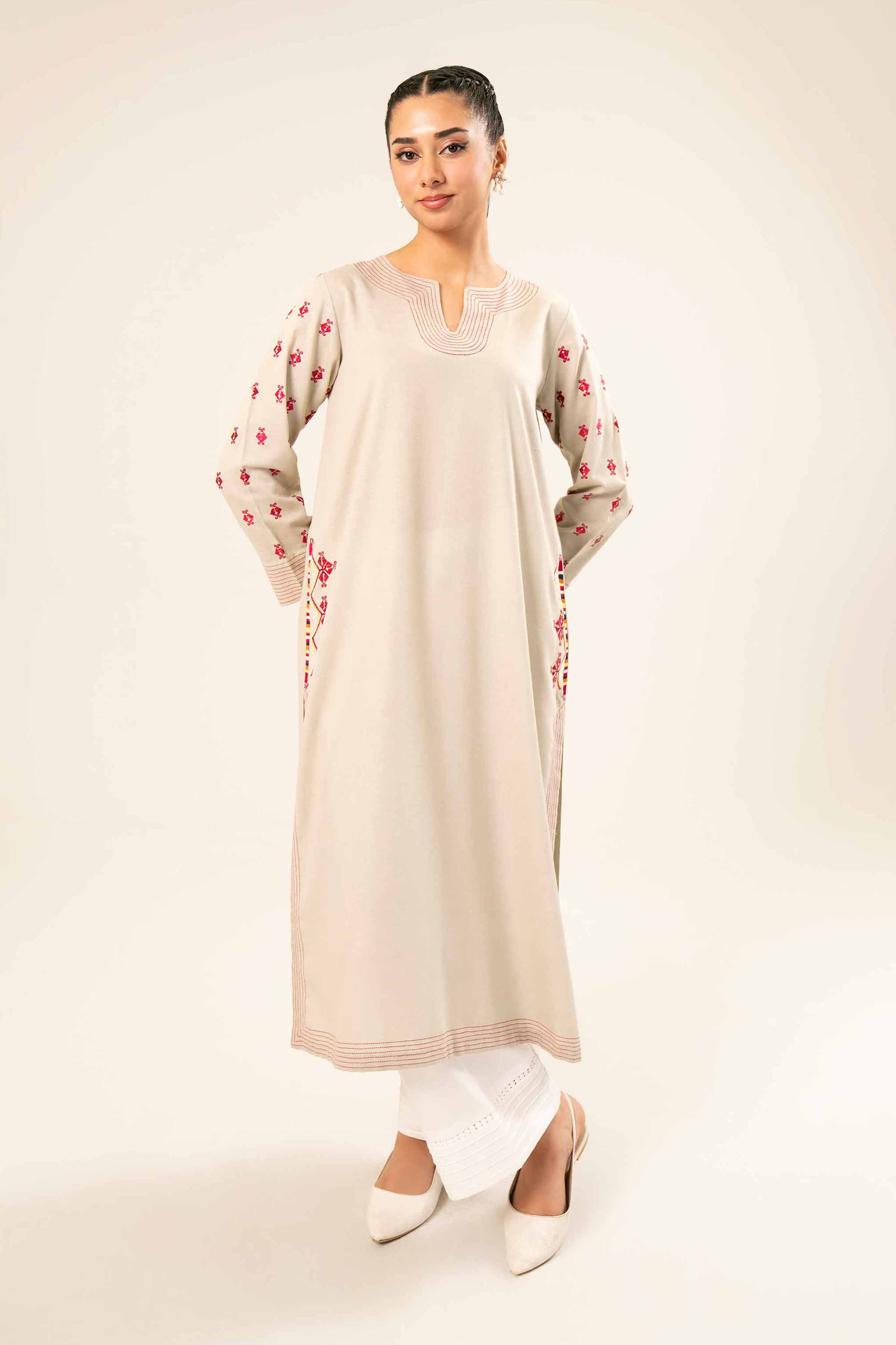 NishatUK - Brown Embroidered   Karandi 1-piece ready to wear Shirt