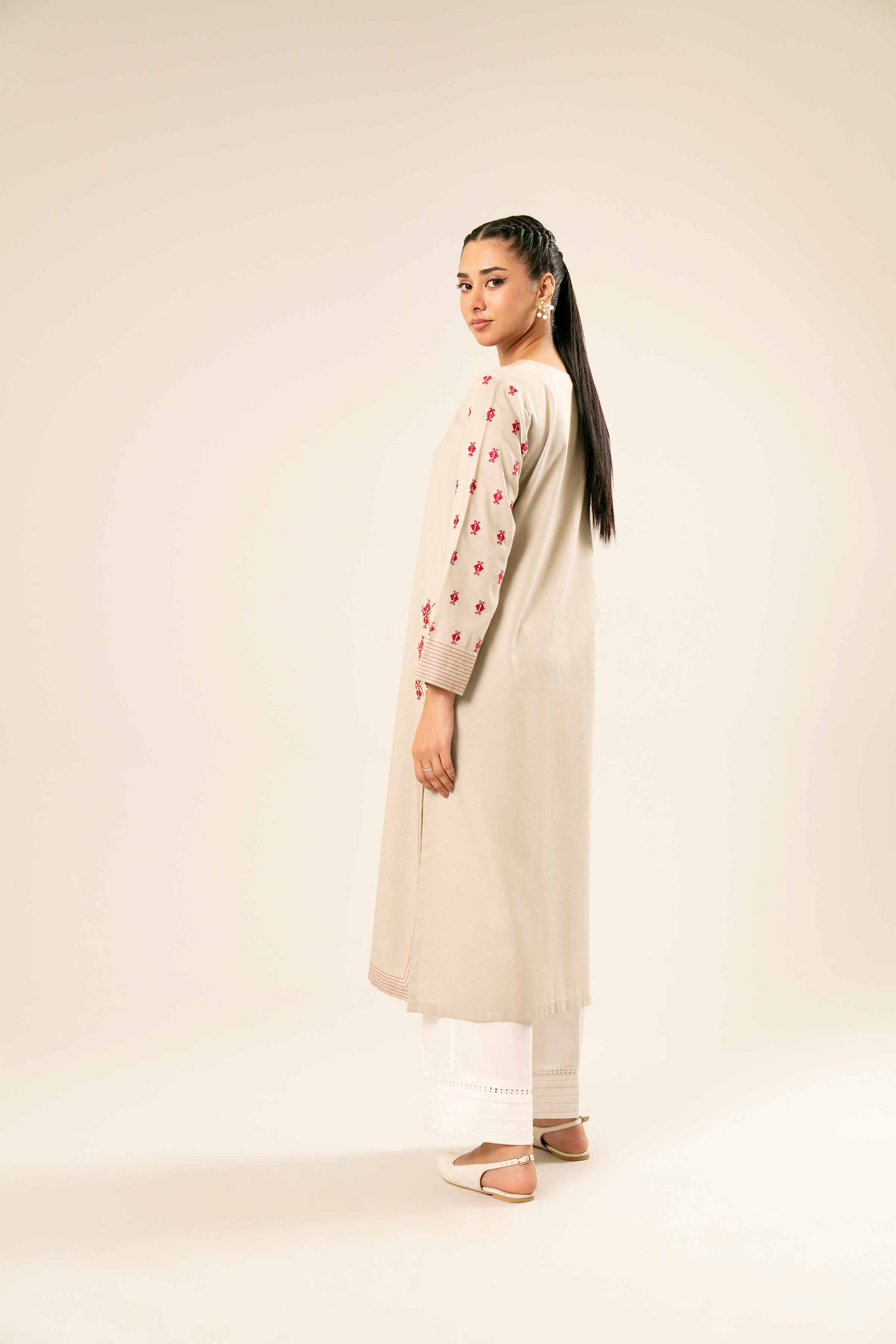 NishatUK - Brown Embroidered   Karandi 1-piece ready to wear Shirt