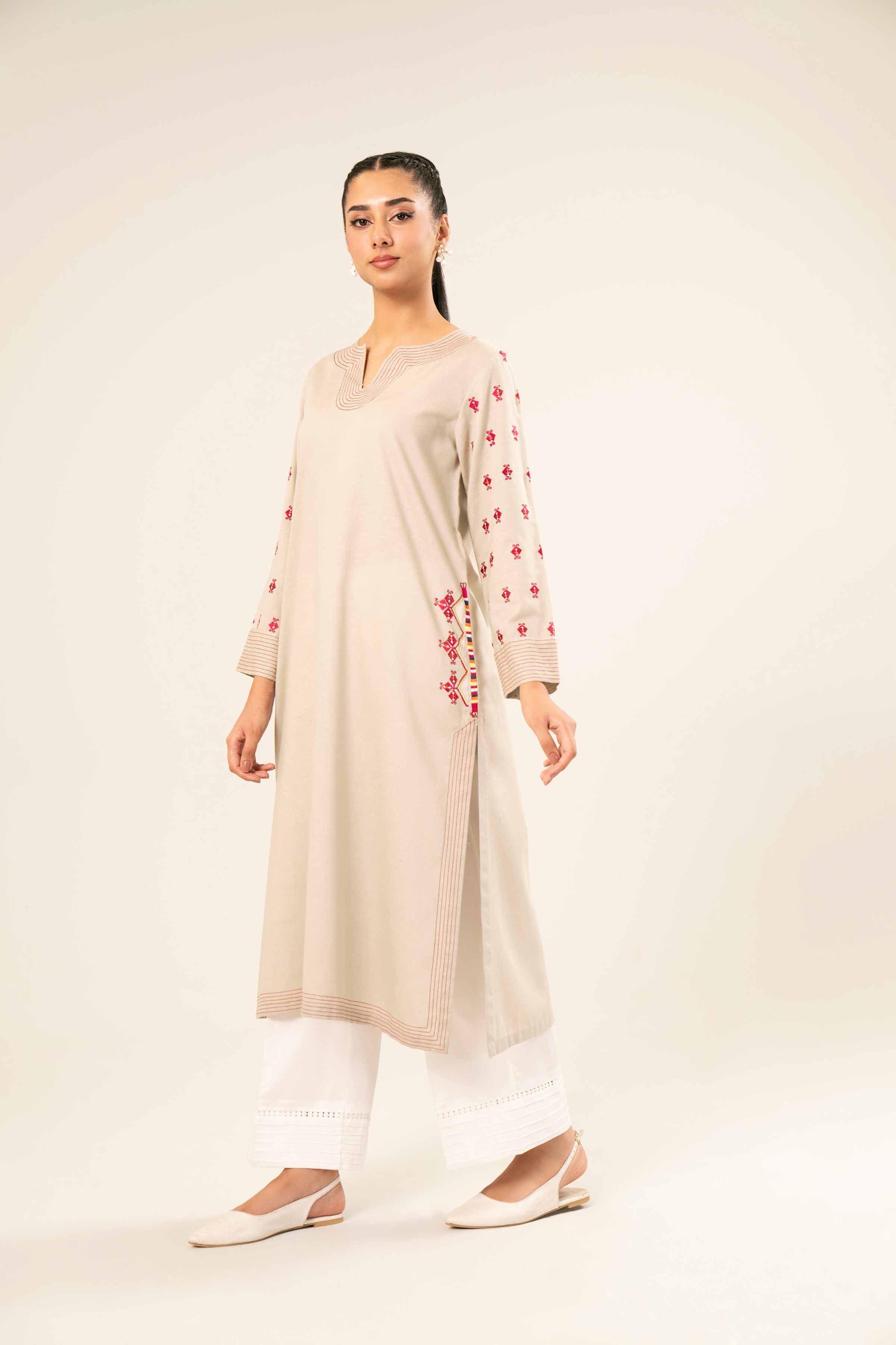 NishatUK - Brown Embroidered   Karandi 1-piece ready to wear Shirt