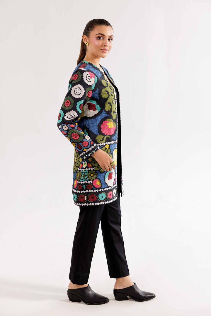 Khaddar Black Printed Jacket